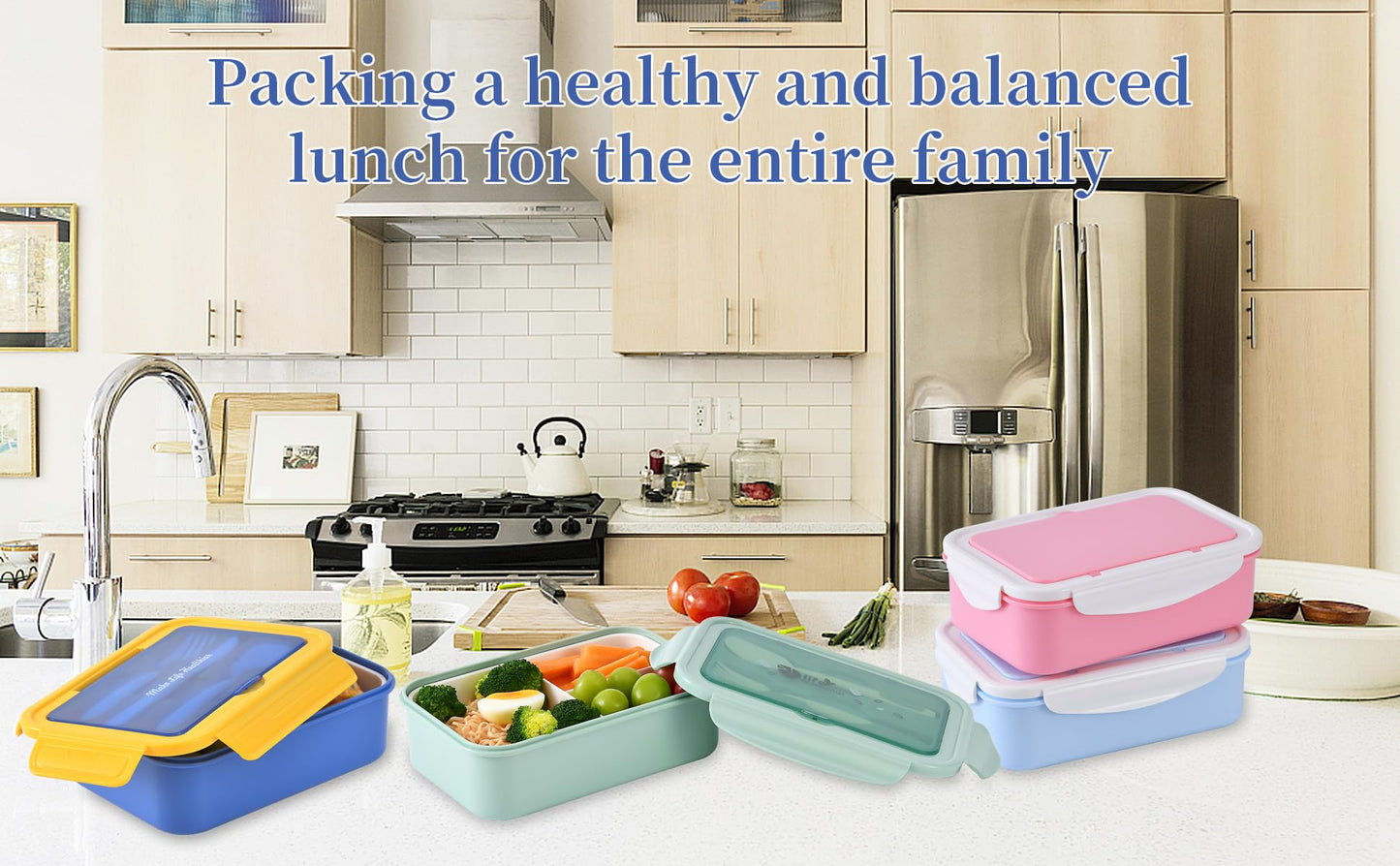 UPTRUST Bento Lunch container For Kids, Bento adult box With 3 Compartment. Leak-proof, Microwave safe, Dishwasher Safe, Freezer Safe,Meal Fruit Snack Packing Box(Spoon&Fork included) (Green)