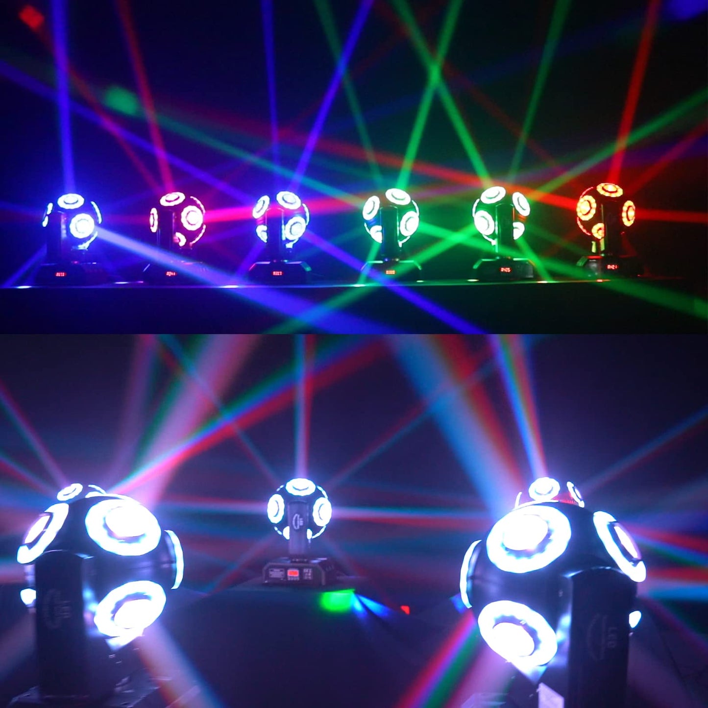 DJXFLI Moving Head Stage Light with Halo Beam 8x15W LED Stage Lights RGBW 4in1 DJ Lights 360°Moving Head DMX Sound Activated for Club Wedding Show