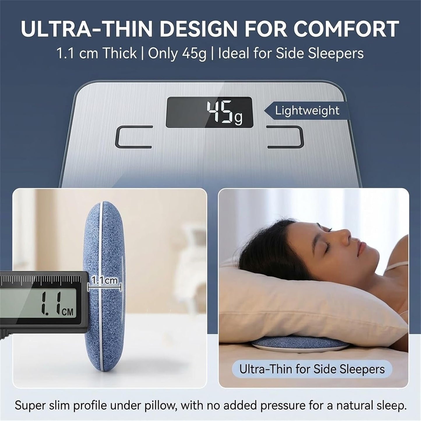 MENLINDIN 6.0 48h (2) Pillow Speakers for Sleeping, Ultra-Thin Bluetooth Pillow Speaker with Bluetooth - Bone