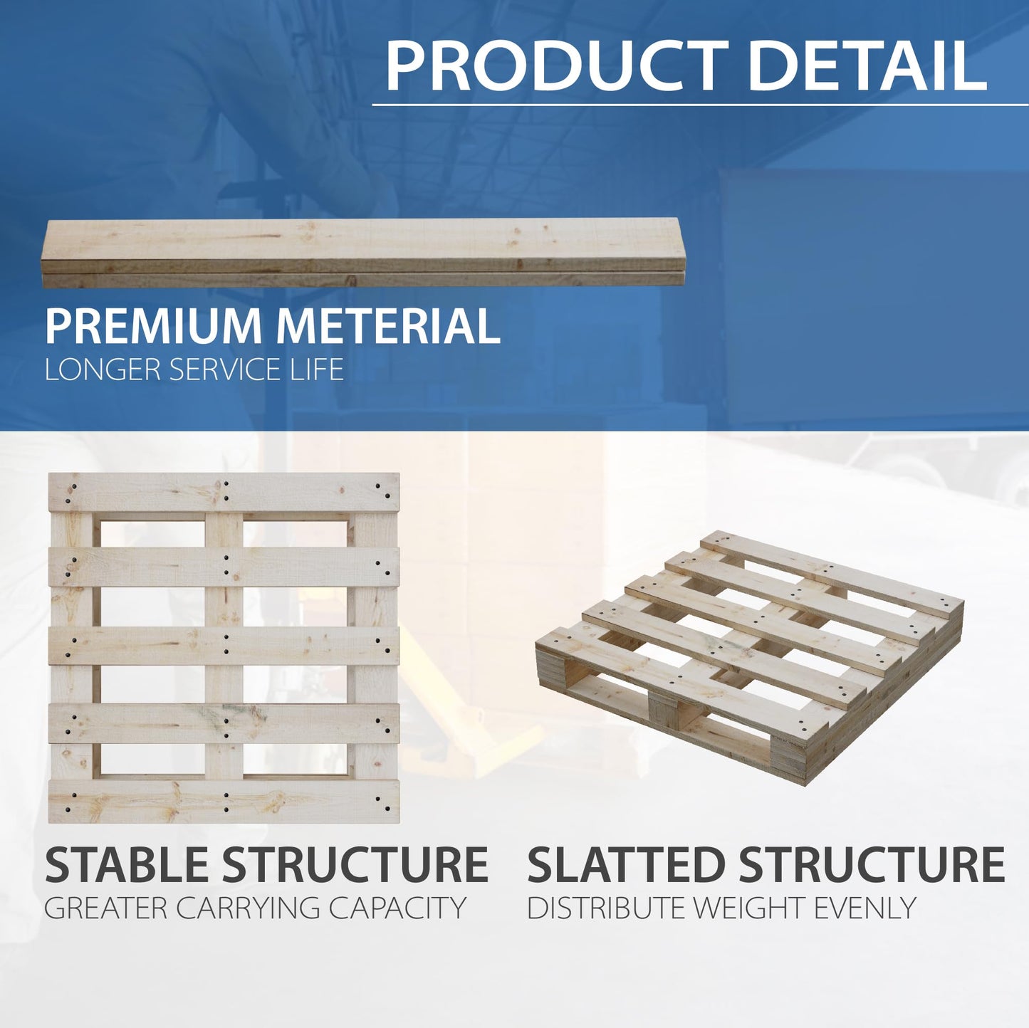 Greaton, Wooden Pallets, Easy for Commercial Use, Strong Sturdy Structure, 38x36x5, 2 Pcs, Wood Finish