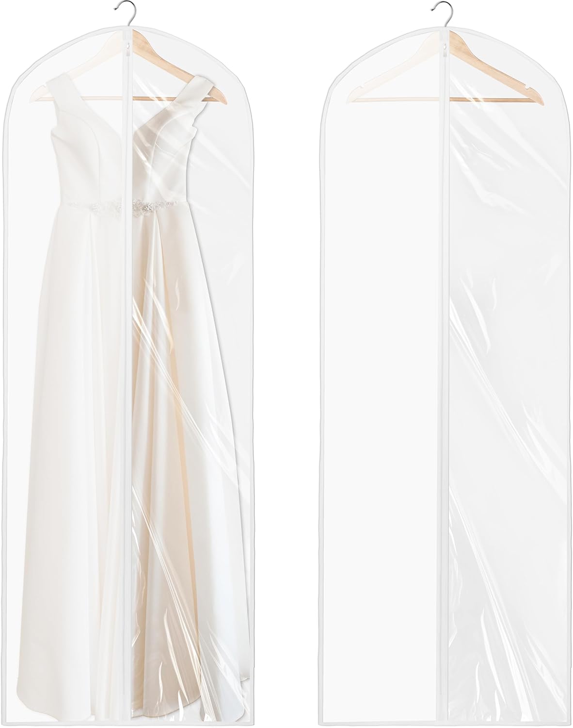 Simple Houseware 65-Inch Clear Garment Bags - Zippered Storage for Gowns, Suits & Dresses | 2 Pack