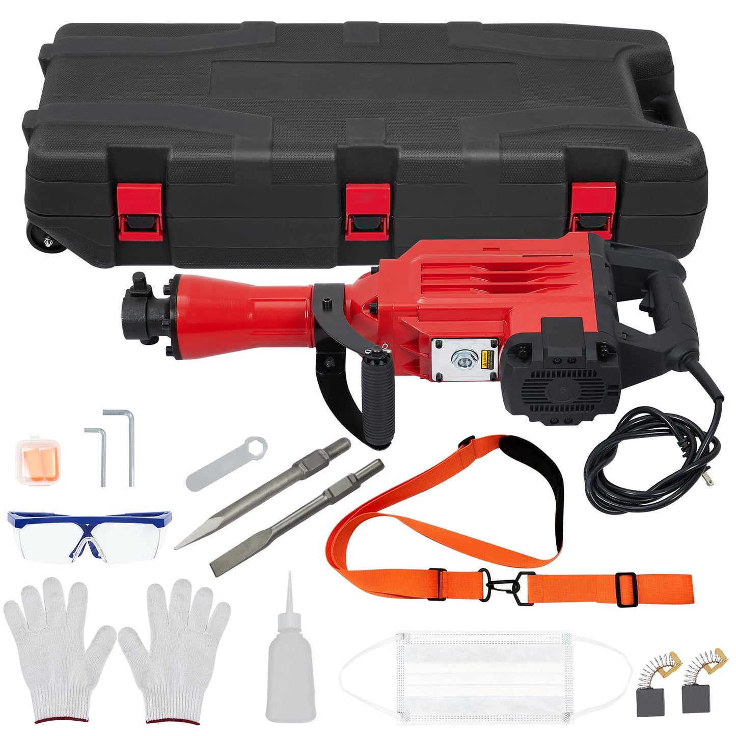 GAOMON 3600W Demolition Electric Jack Hammer with 2pcs Chisels Bit Set, Concrete Breaker Tool Kit Heavy Duty Power Hammer