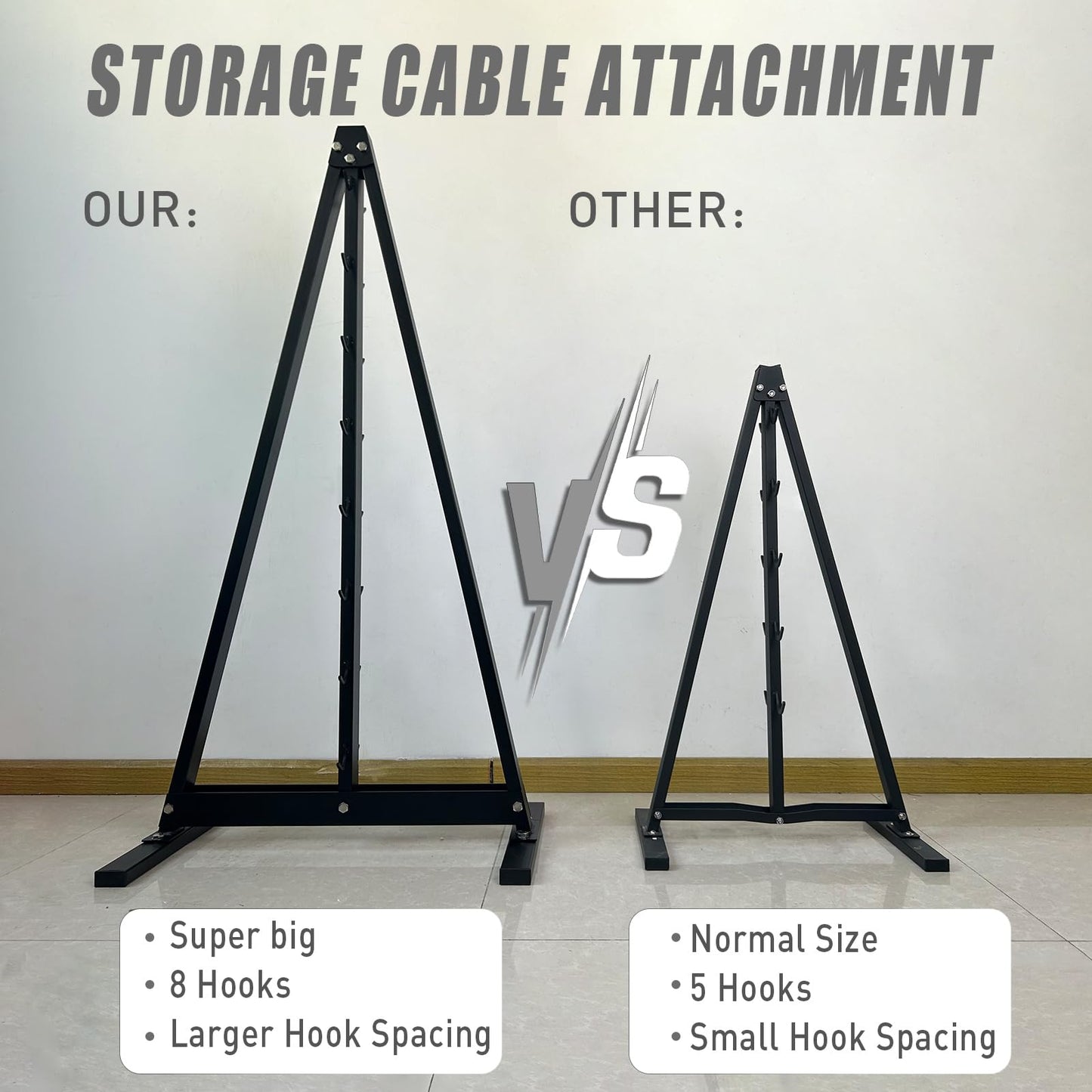 BLUSLM Gym Fitness LAT Pull Down Bar Storage Rack for Mag Grip - Heavy Duty A-Frame Stand for LAT Pulldown Attachments (BIG S-ZHIJIA)