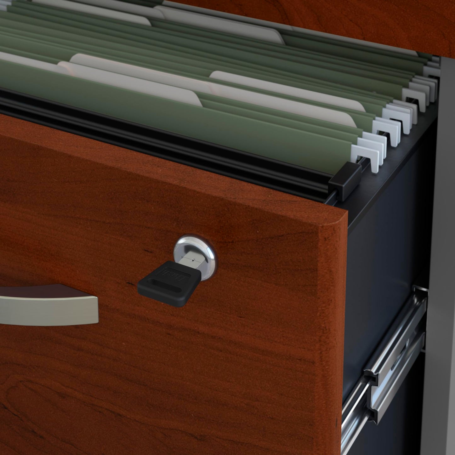 Bush Business Furniture Series C 3 Drawer Rolling File Cabinet in Hansen Cherry, Fully Assembled Under Desk Storage with Wheels for Home and Professional Office