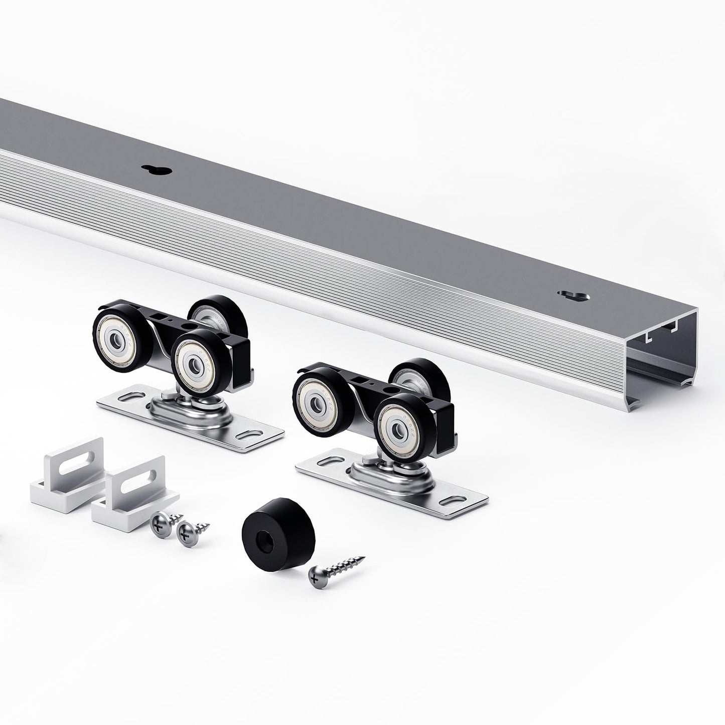 EaseLife 6FT/72in Sliding Pocket Door Hardware Kit,Commercial Grade,Aluminum Box Rail Kit,Slide Smoothly Quietly,Easy Install,No Door (68.75in Track for 24"~36" Wide Single Door)