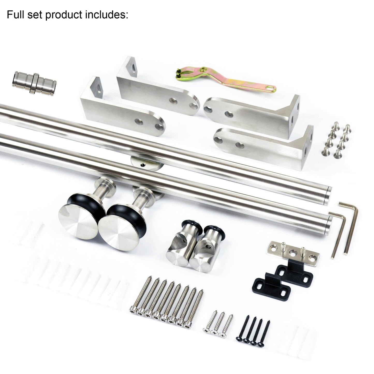 DIYHD 6FT Stainless Steel Flat Roller Ceiling Mount Sliding Barn Door Hardware