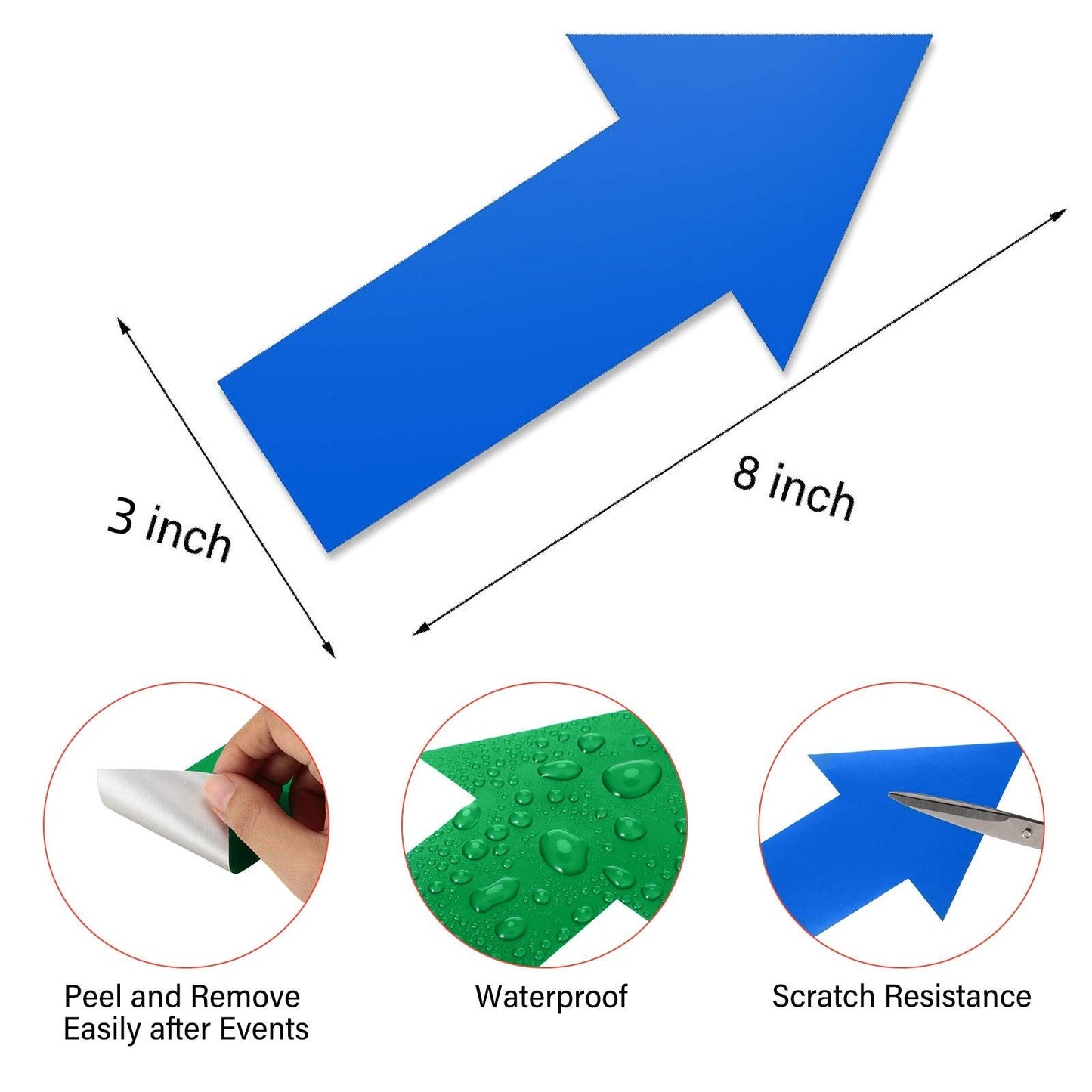 40 Pieces 8 Inch Arrow Sticker,Removable Adhesive Directional Sign Floor Decal Waterproof Arrow Marking Safe Road Instructions Sticker(Dark Blue, Green, Red, Orange, Yellow)