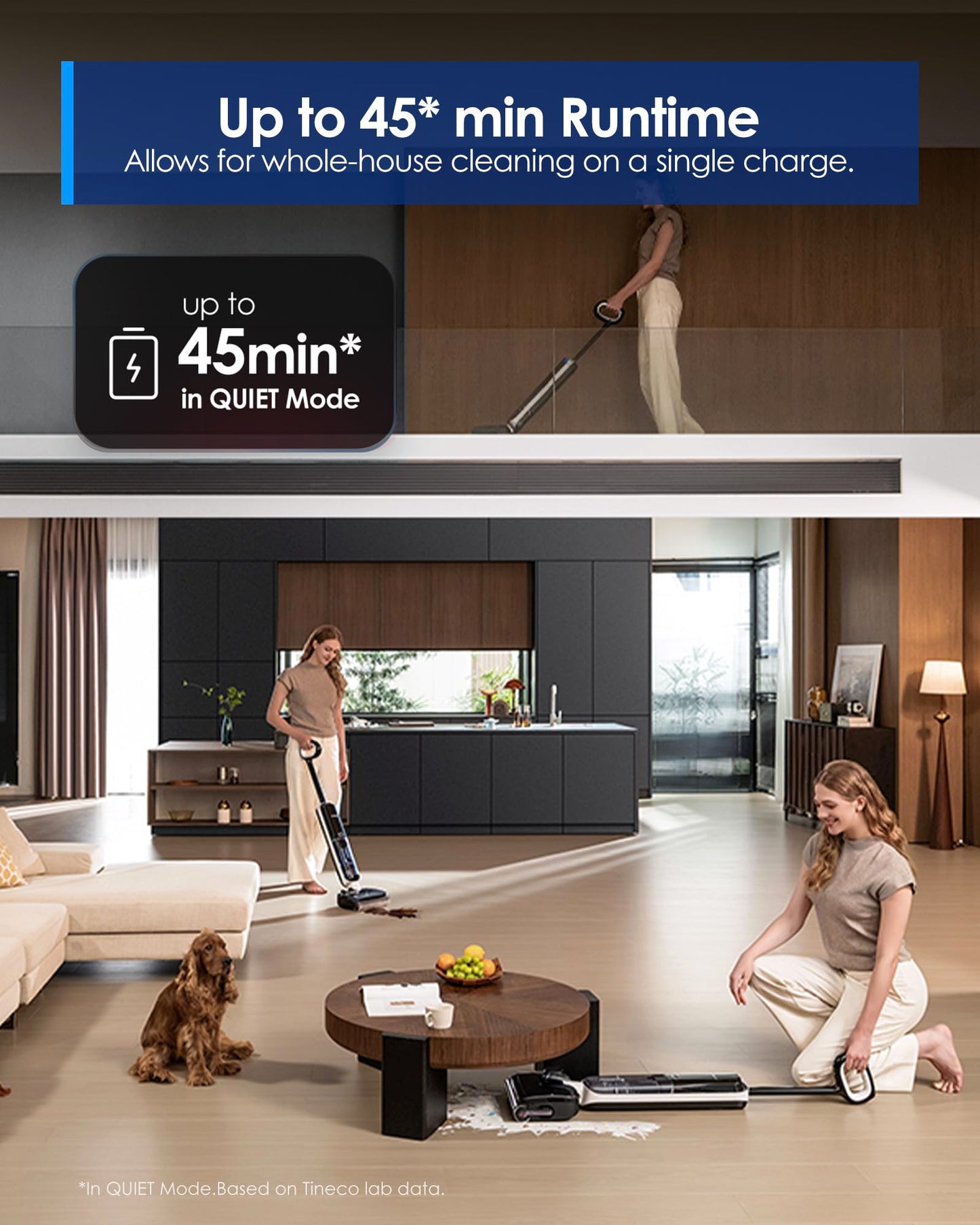 Tineco Floor ONE S6 Master Wet Dry Vacuum Cleaner, 20kPa Suction Vacuum Mop with Dual-Edge Cleaning, 45 Min Runtime (Quite Mode), 185°F Flashdry, 4inch Ultra-Slim