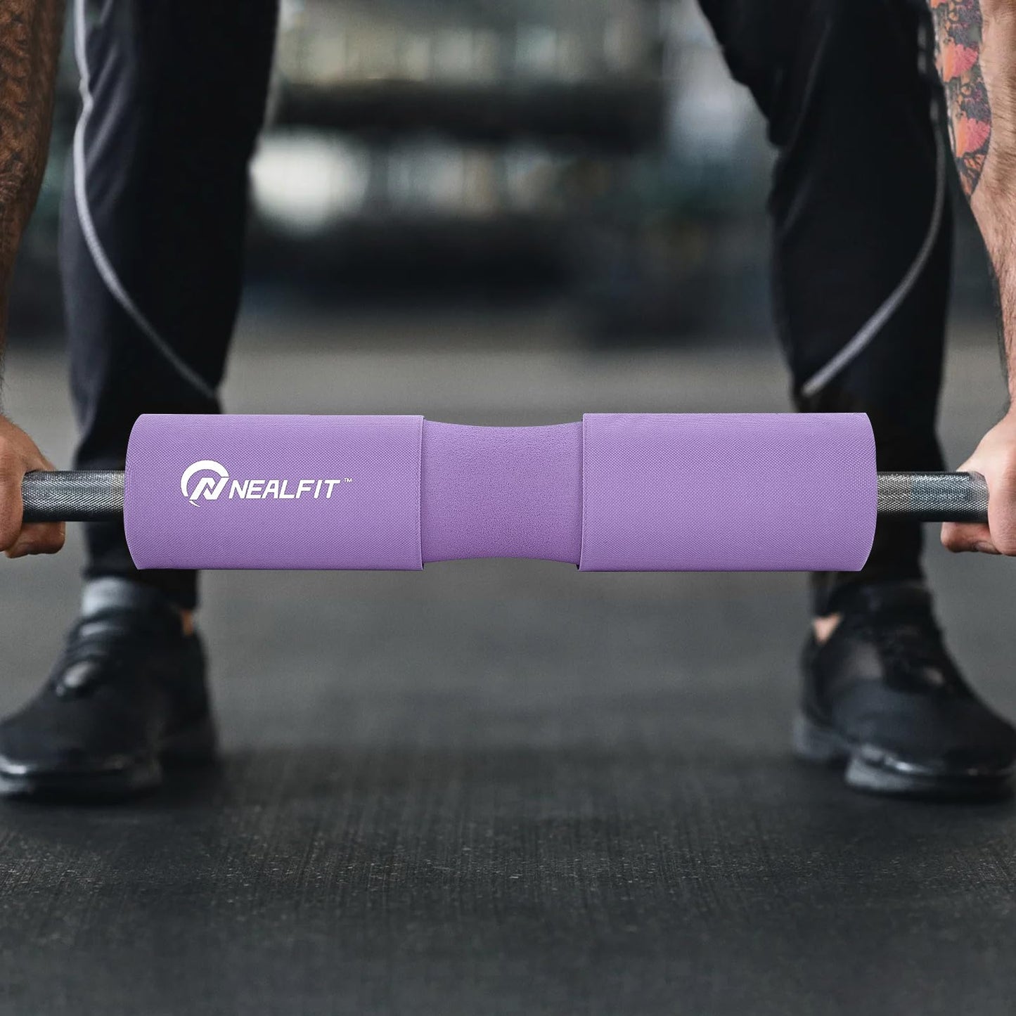 NEALFIT Barbell Squat Pad with Thick Nylon Padding, Hip Thrust Pad for Squats, Lunges, Neck Shoulder Squat Pad for Olympic or Standard Bars (Purple)