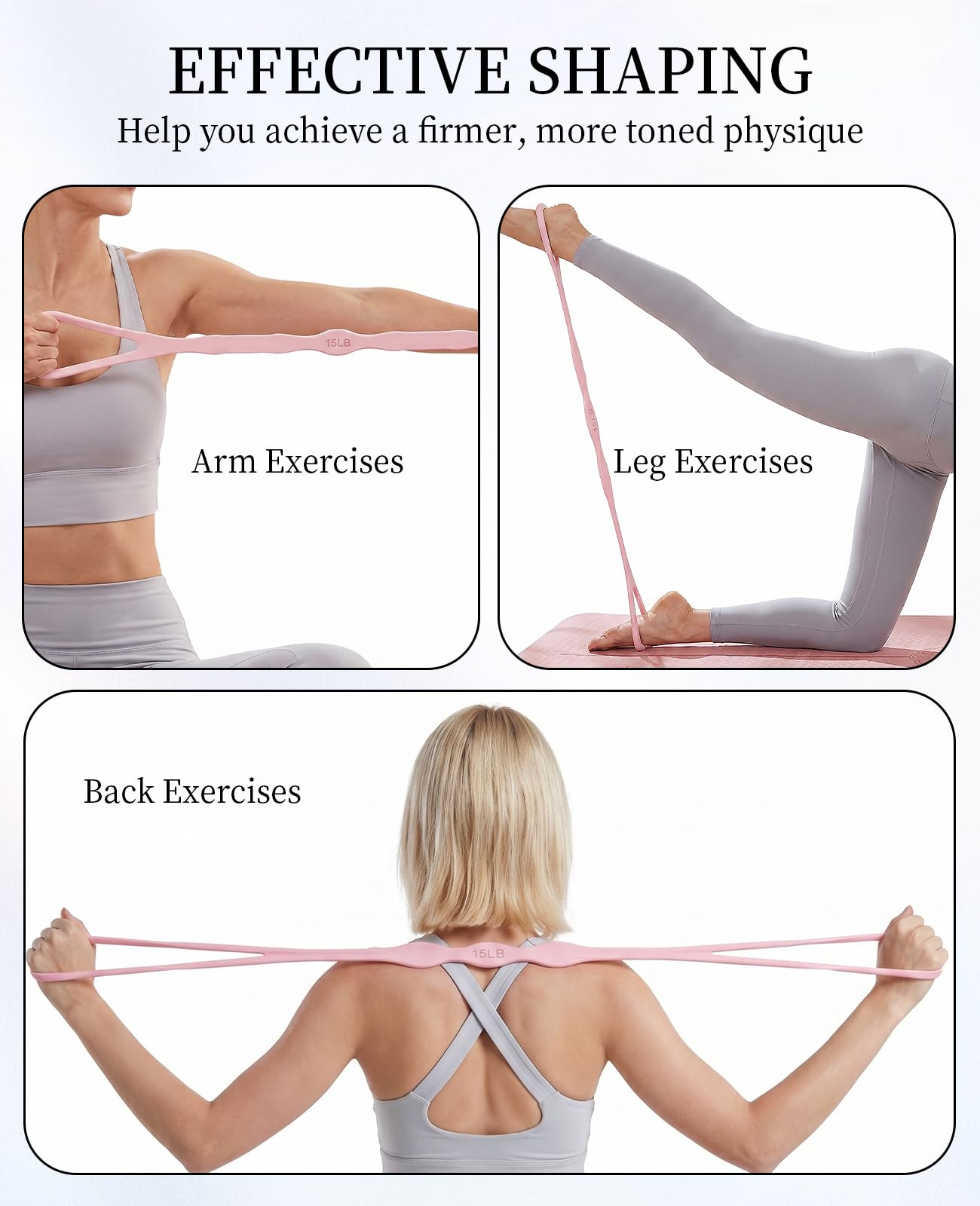 DAWZMR 2 PCS Figure 8 Resistance Bands for Women, 15 Lbs & 25 Lbs Keep Resistance Band with Non-Slip Handles for Arms Back Chest & Shoulder