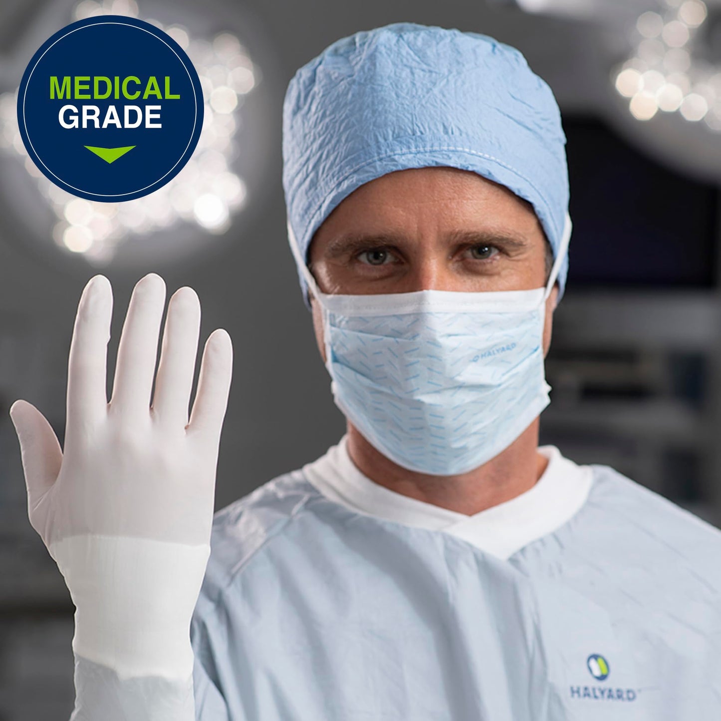HALYARD Surgical Gloves Sterile Polyisoprene Individually Wrapped Pairs Powder Free Medical Disposable Gloves, 9.4 mil, Size 8.5 Large, White, SGL95085 (Box of 50 Pairs - 100 Total)