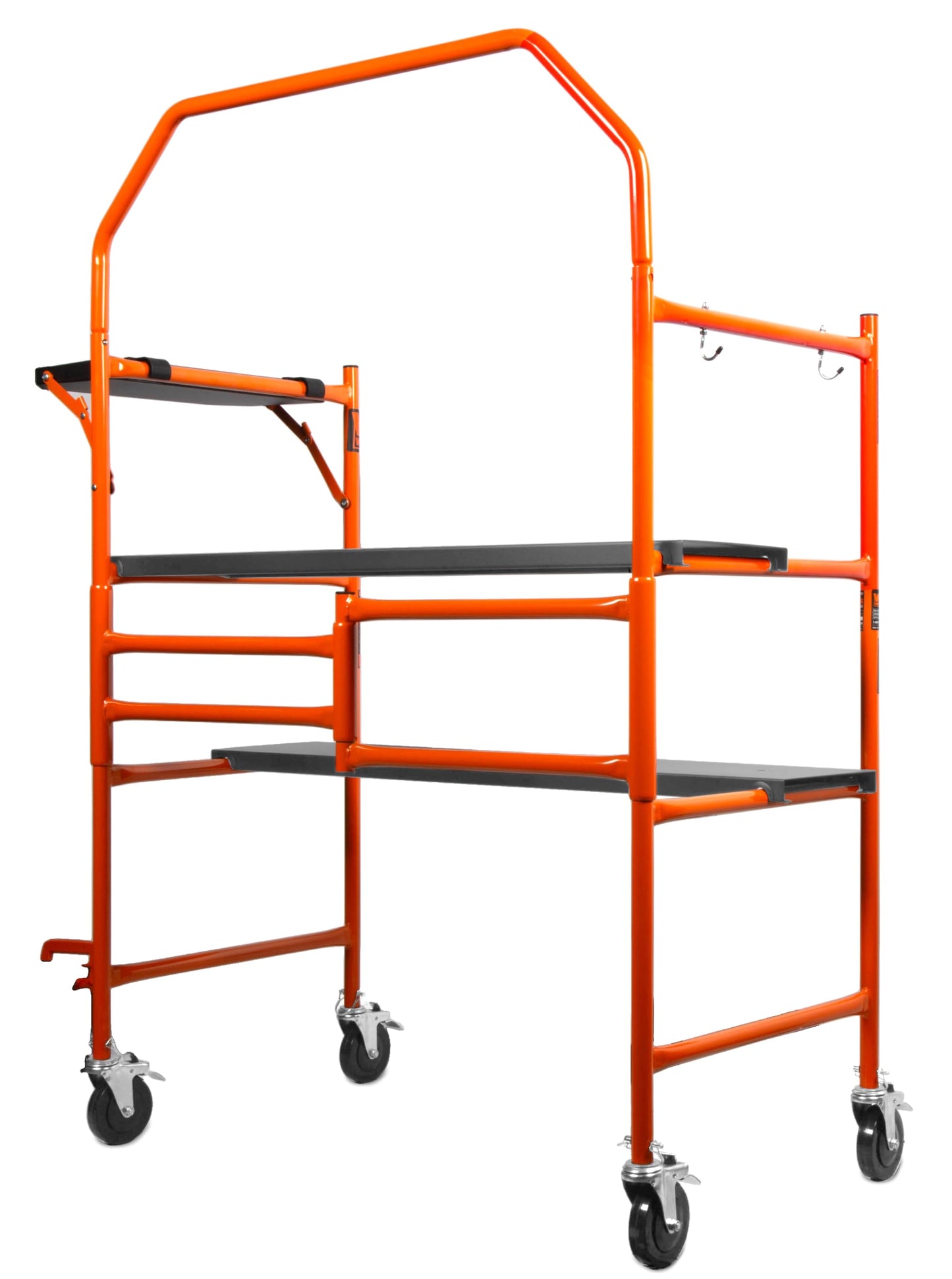WEN 4-Foot Portable Rolling Scaffolding, 500-Pound-Capacity with Foldable Design, Safety Rail and Tool Shelf (31107)