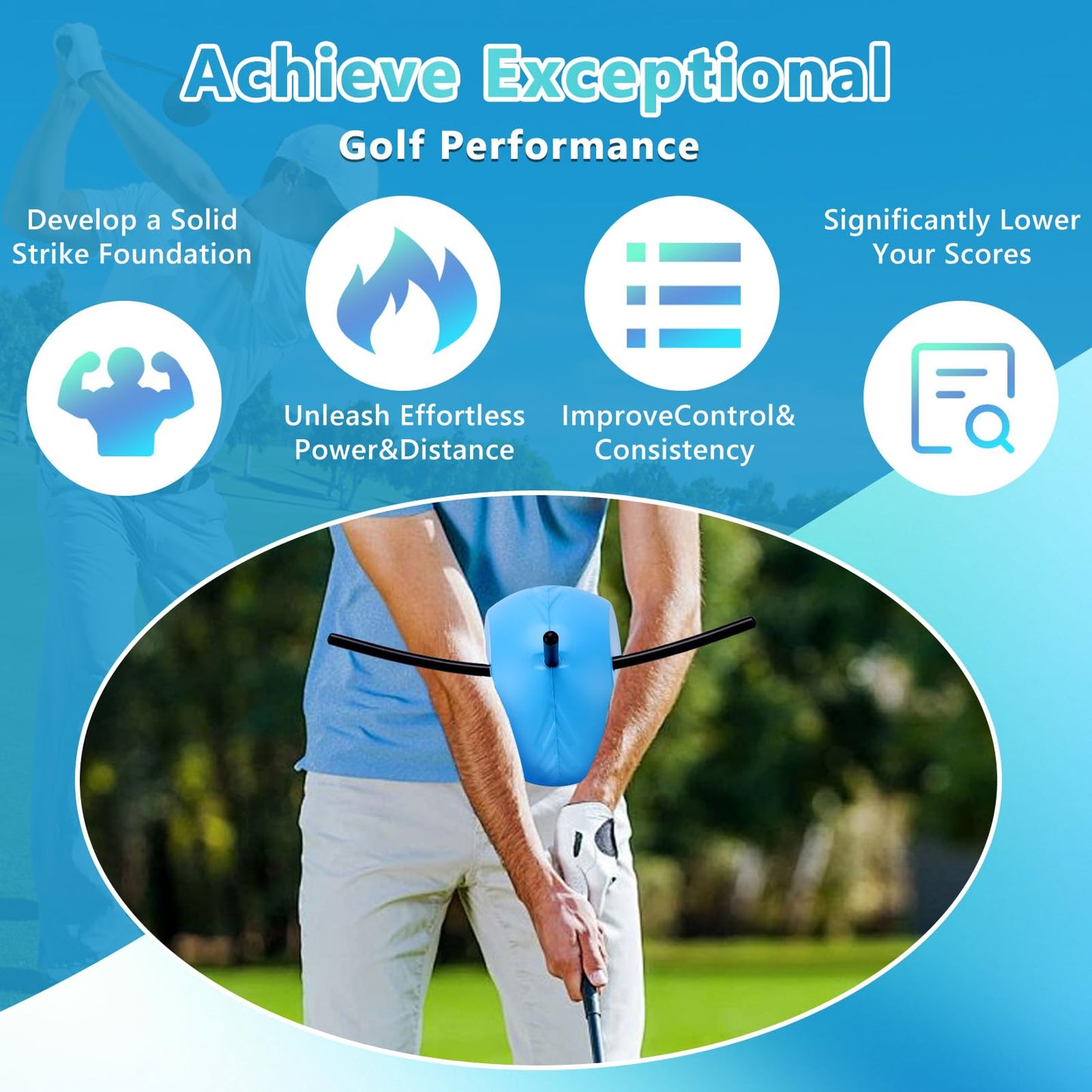 ZEMBSOYA Golfs Swing Training aid, Swing Training Aid Aluminum PU Foam Portable Posture Correction Putting Aid Trainer for Beginners Practice Helps Train Proper Swing Mechanics, Arm Structure Blue