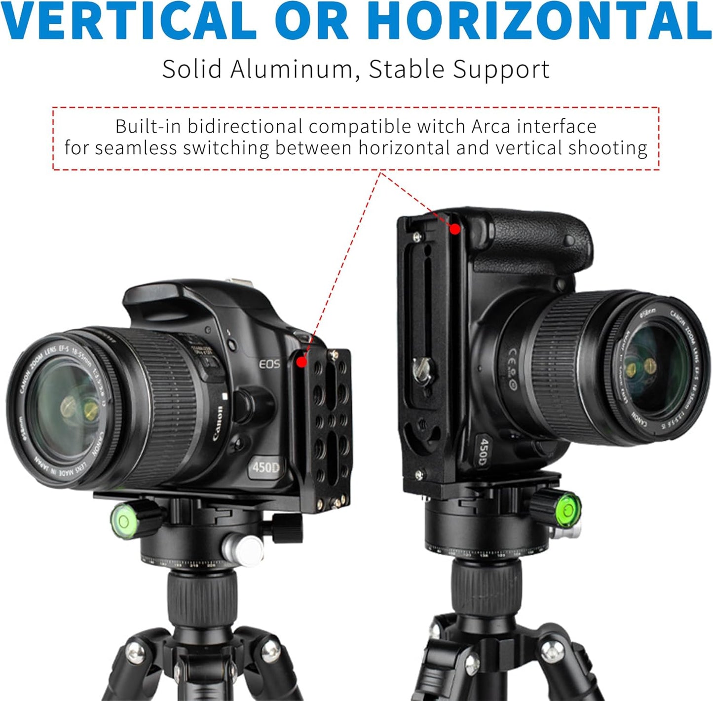 Bestoct 1/4" 3/8" DSLR Camera L Bracket with & Screw Hole, Vertical Horizontal Switching Tripod Mount Quick Release
