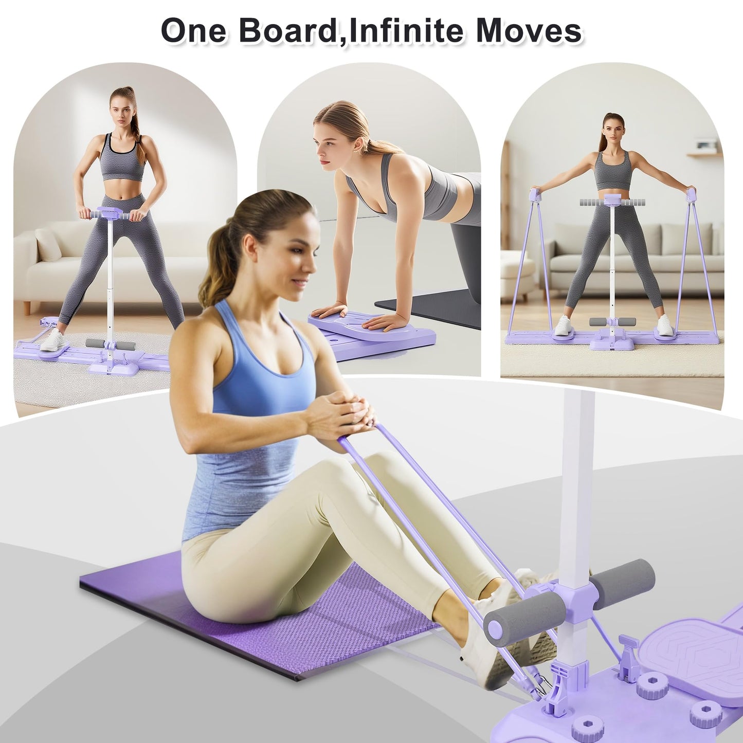 Pilates Reformer Board, Portable Foldable Reformer Board with Handrail & Phone Holder, 5-in-1 Mini Pilates Machine for Beginners & Postpartum Recovery, Multifunctional Home Pilates Workout Slider Set