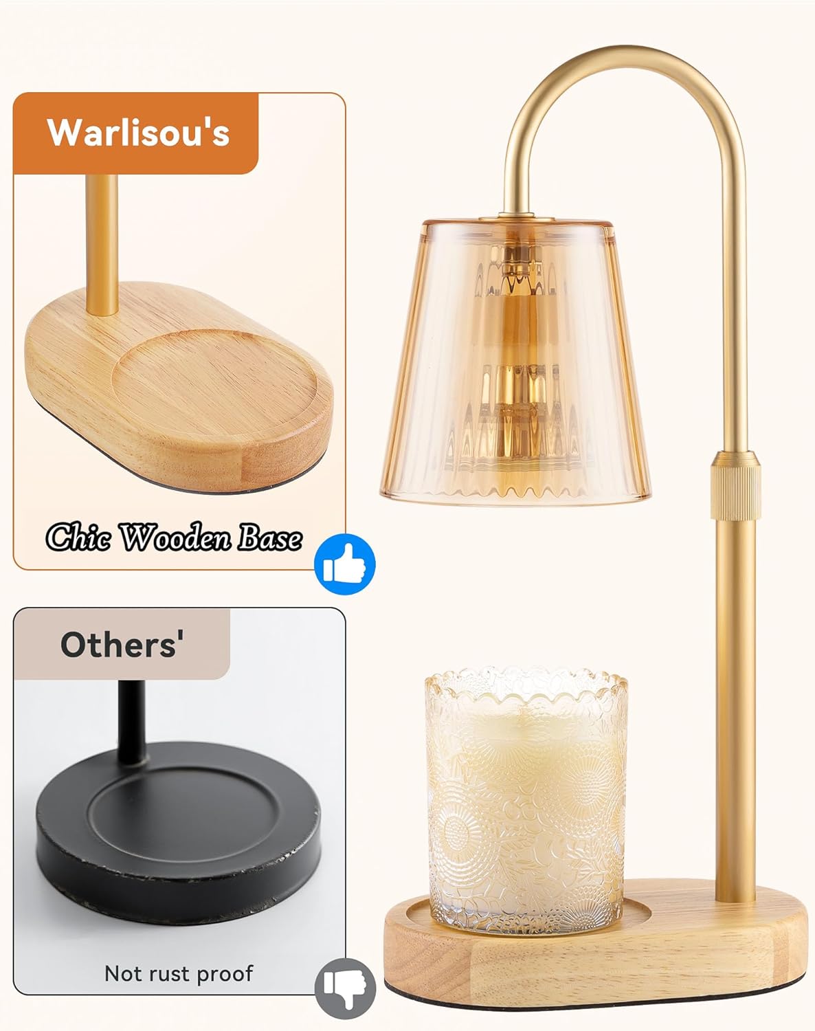 Skiennix Adjustable Candle Warmer Lamp - Dimmable Electric Wax Melter with Timer | Perfect for Small Jar Candles, Modern Home Decor
