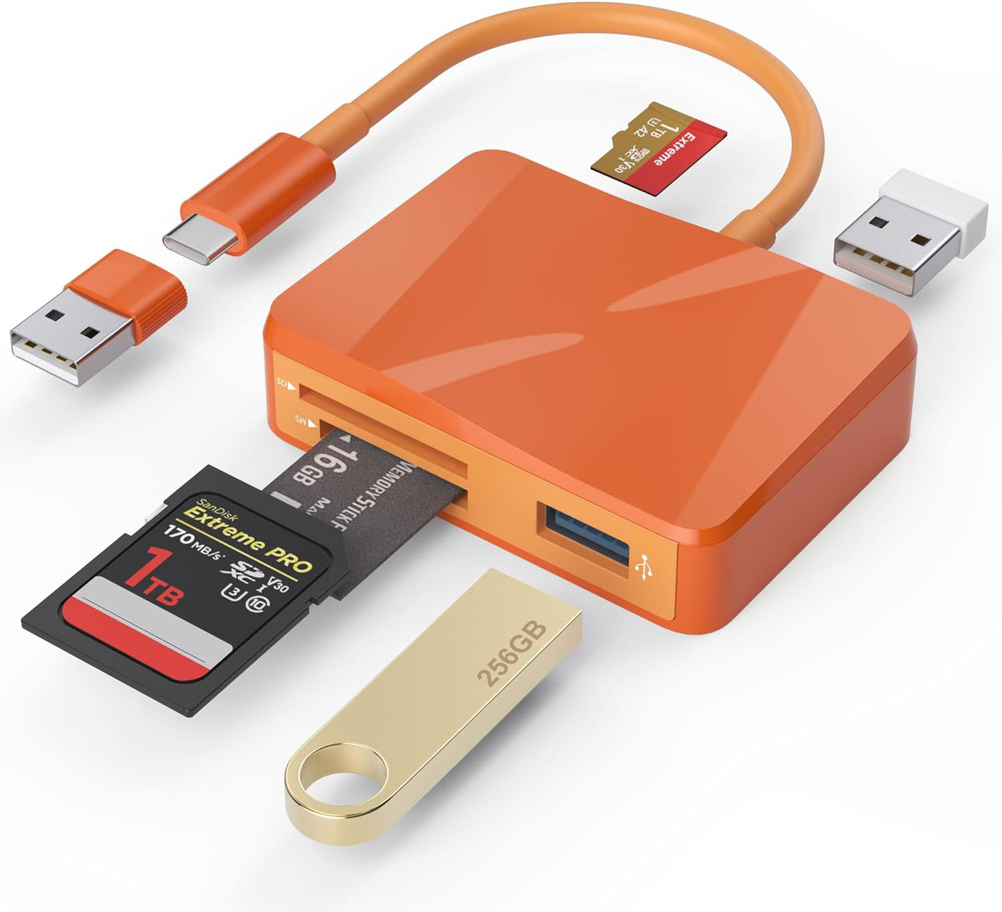 SZHAIYIJIN 5 1 17/16/15 M4/M3 SD Card Reader, in USB-C & USB Card Adapter with SD/MicroSD/MS and Dual USB-A Ports