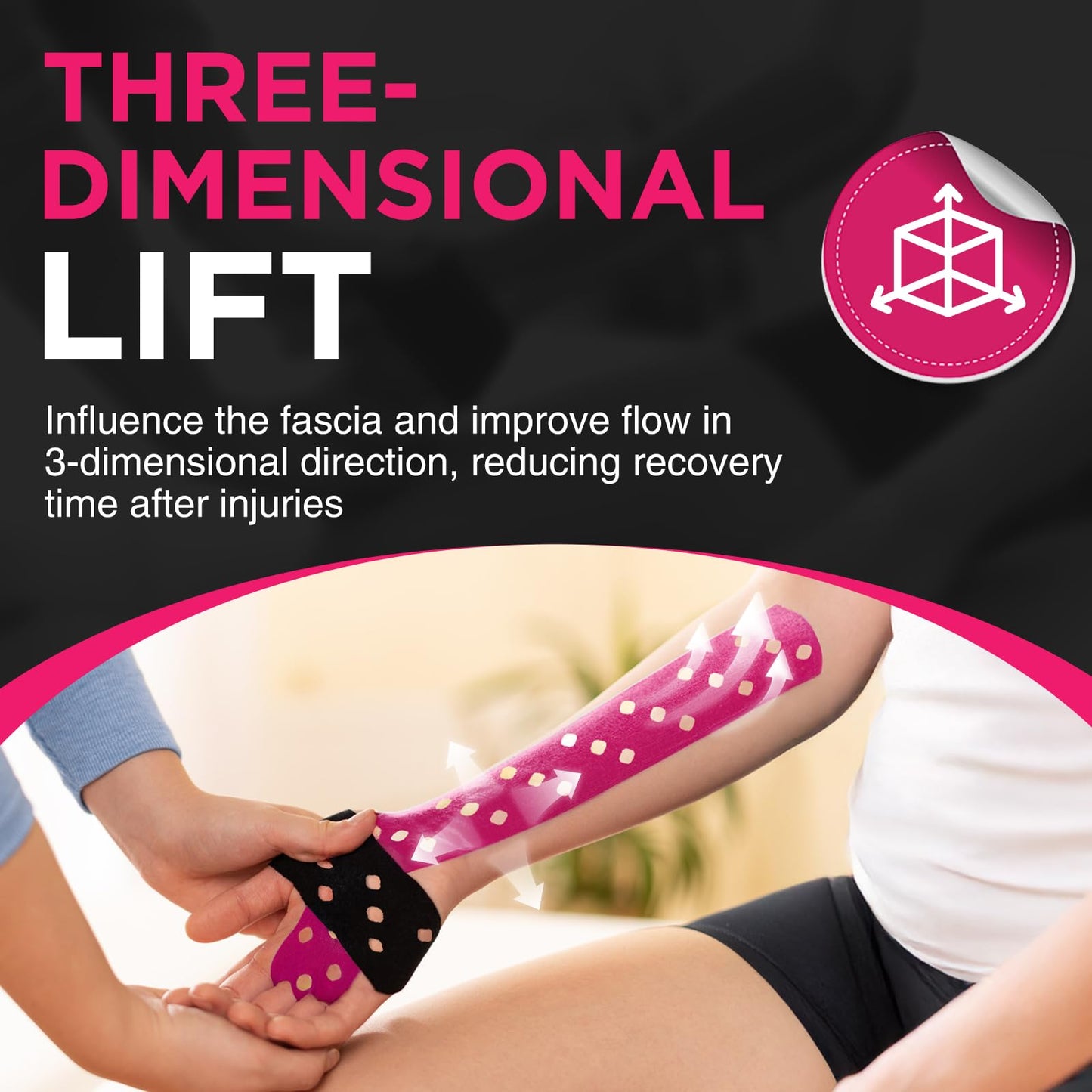 OK TAPE Perforated Kinesiology Tape for Sensitive Skin, More Breathable, Elastic Athletic Tape for Pain Relief & Muscle Support, Uncut 2 Rolls - 2in x 16.4ft (Pink)