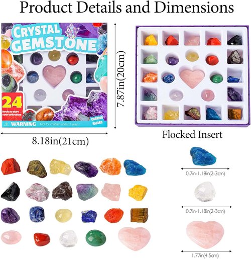 Crystal Advent Calendar 2025 by [Brand Name] - 24 Random Gemstones, Minerals & Fossils for Teens