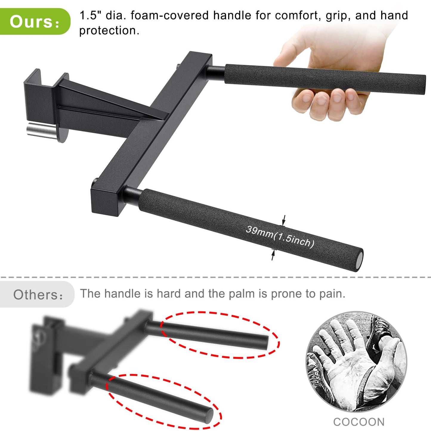 Kipika Y-Shaped Dip Bar for 2" x 2" Power Cage with 5/8" or 1" Hole - Dip Bar Attachments for Home Gym - Heavy Duty Power Rack Attachments - 2" x 2" Squat Rack Accessories for Strength Training