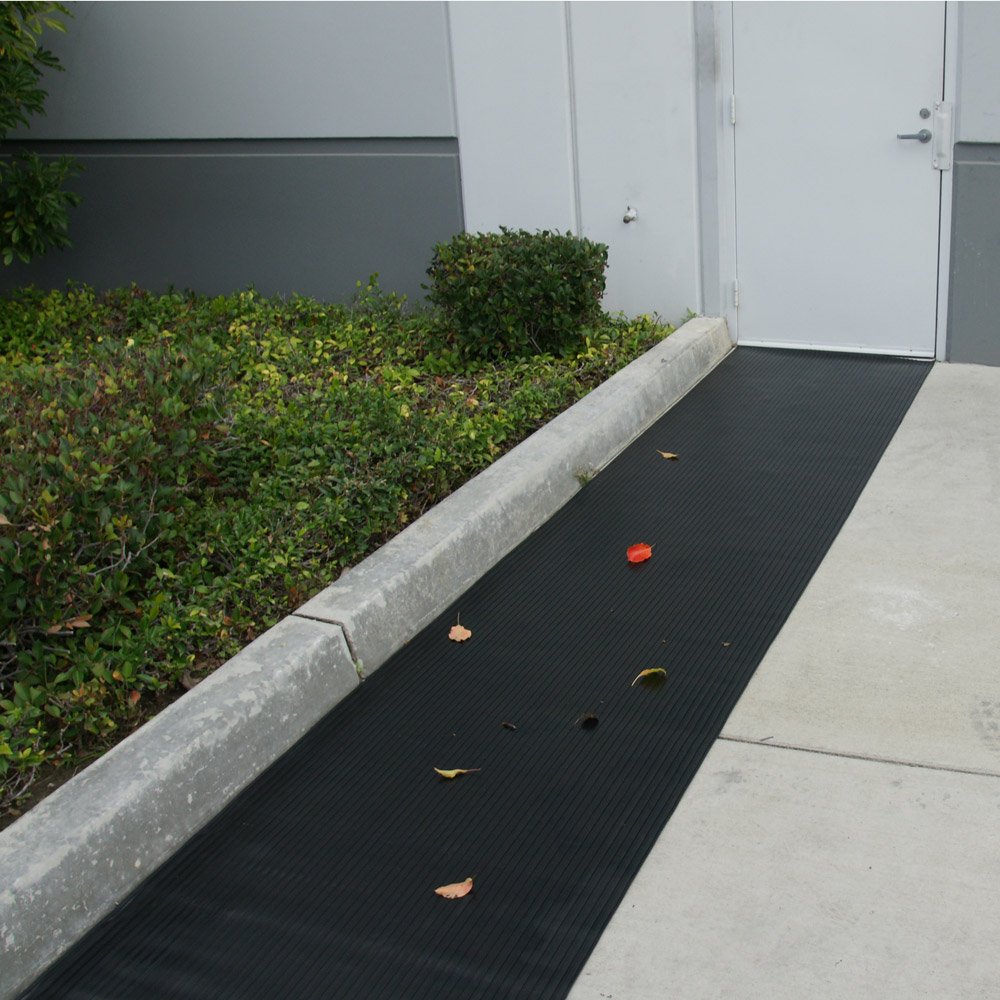Rubber-Cal - 03_168_W_WR_08 Wide Rib Corrugated Rubber Floor Mat, 3 mm Thick x 4' x 8' Utility Runner, Black