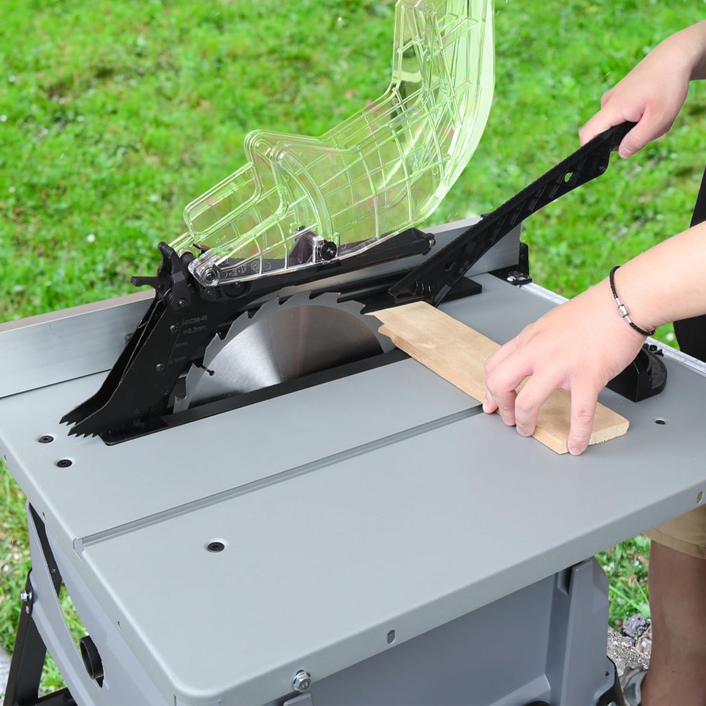Prostormer 10 Inch Table Saw with Stand, 15A 5000RPM Portable Benchtop Saw, 45°Bevel Cutting Tabletop Saw for Woodworking