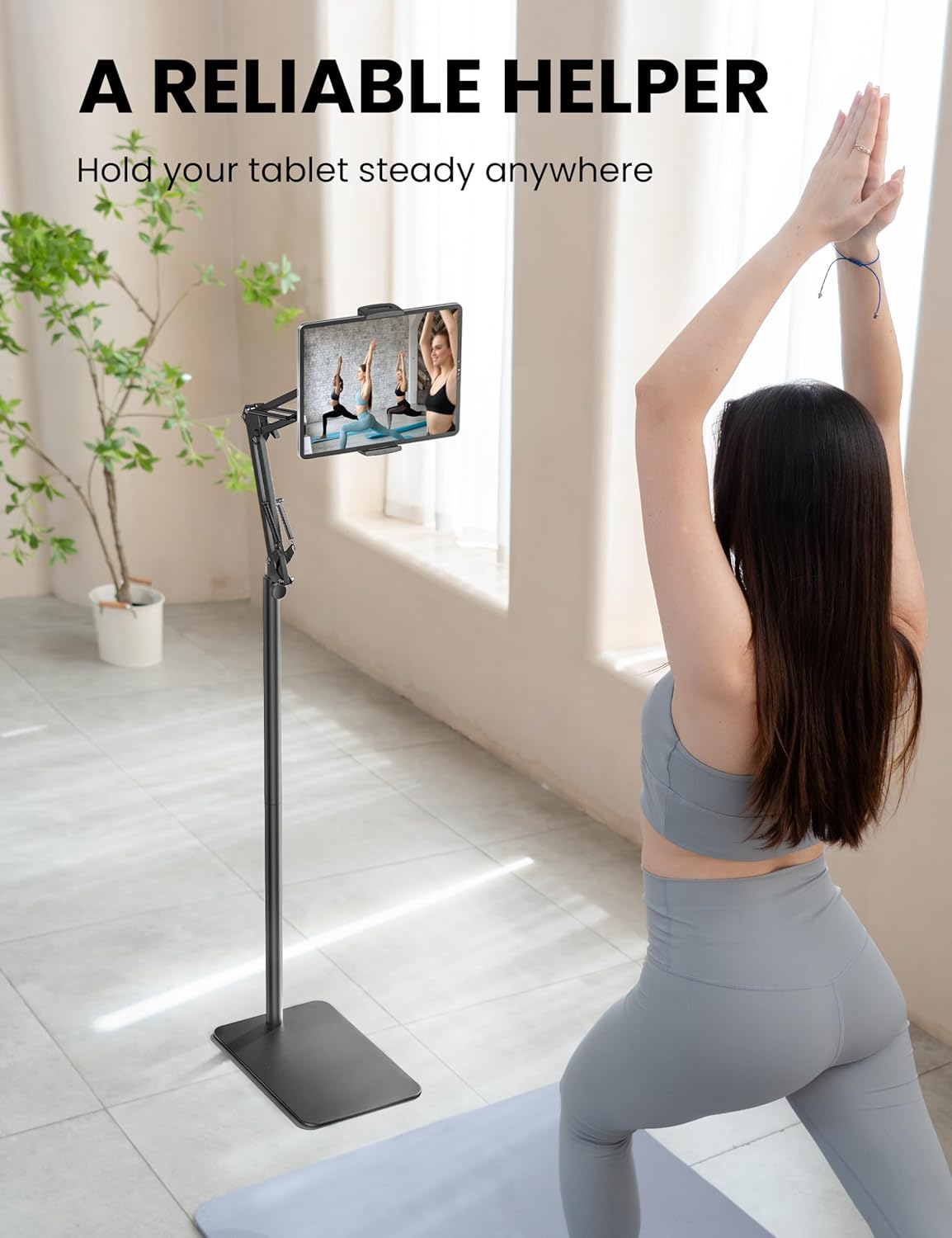 SteelStorm 360-Degree 4.7~12.9 Tablet Floor Stand, Rotatable Metal Tablet Holder Stand, Adjustable Height and Angle