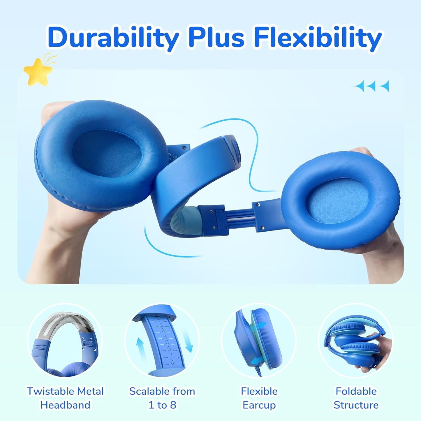 K3 EarFun Kids Headphones, USB Type C Over Ear Headphones for Kids, Volume Limit, HD Stereo Sound, Comfortable Fit