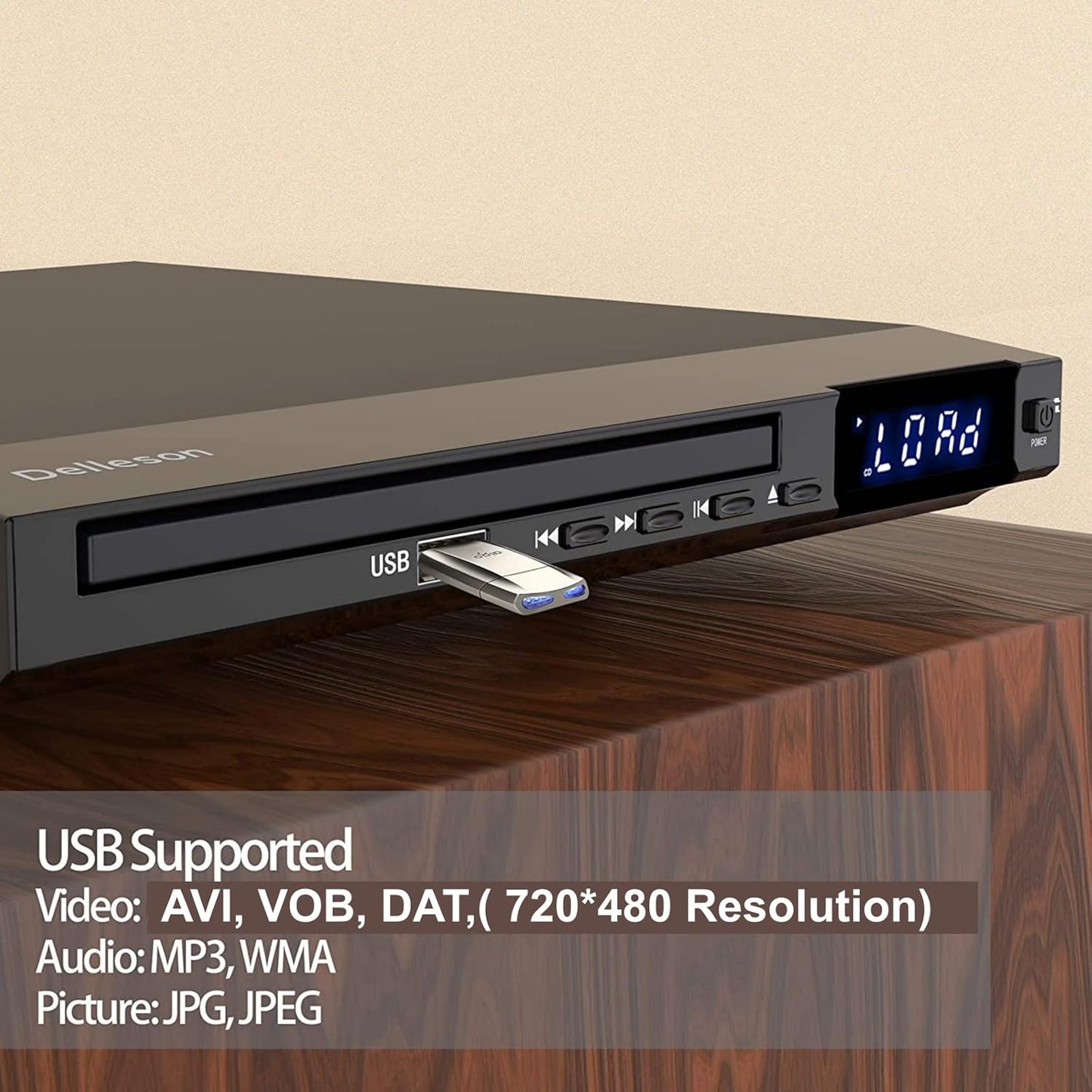 Delleson Region Free DVD Player for TV with AV Port, Compact CD/DVD Players for Home, DVD Player with Remote Control