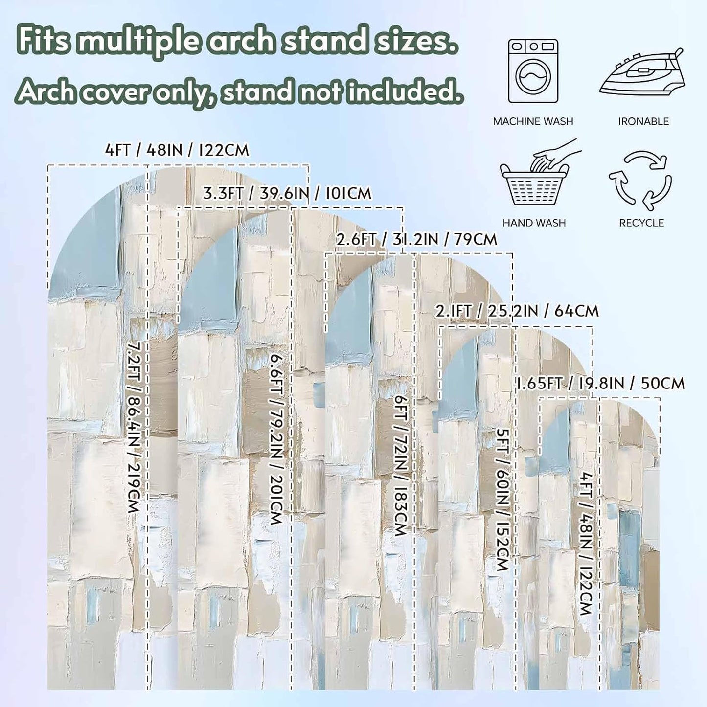 Jnbasdffb 6.6 Blue Brown Color Blocks Wedding Arch Cover,Stretchy Spandex Arch Backdrop Stand Covers FT,Abstract Oil
