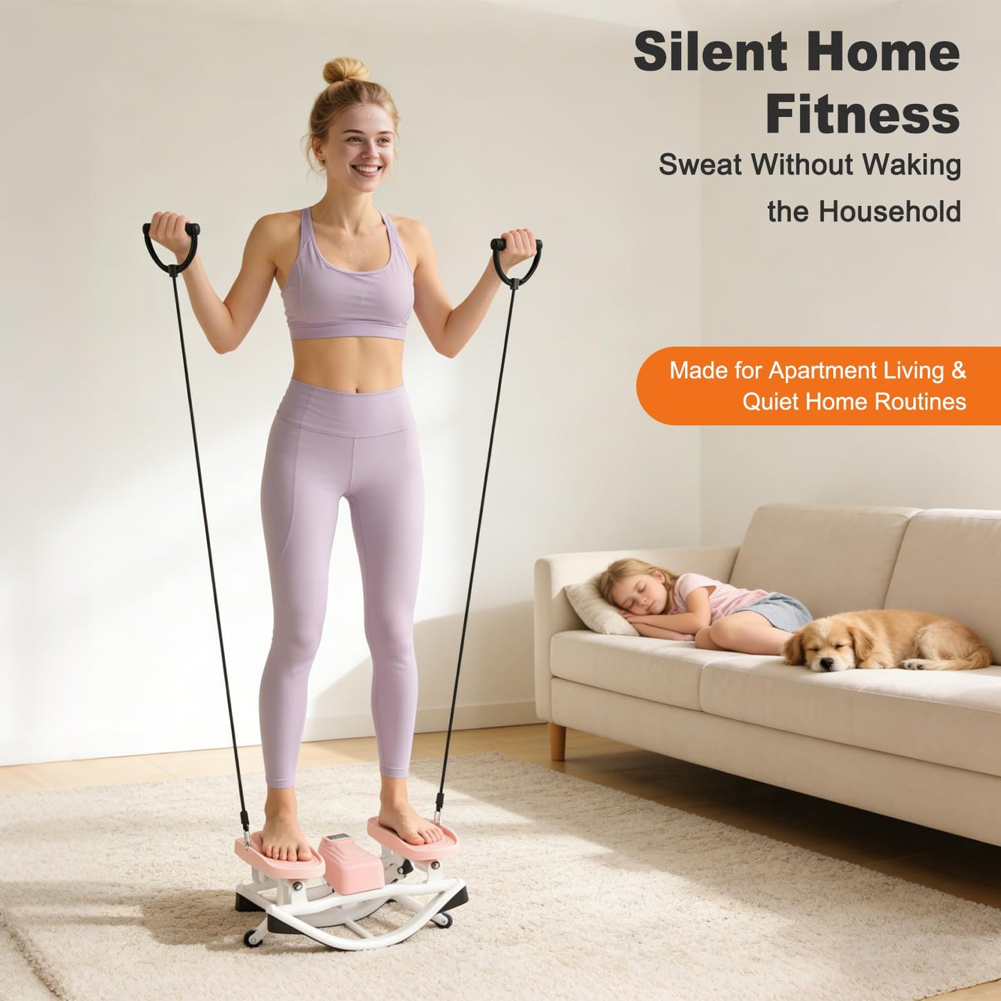 Rocking Steppers for Exercise at Home 3D Motion Stair Stepper with Resistance Bands 350 LBS Loading Capacity Exercise Equipment Low-Impact Balance Board for Full Body Workout