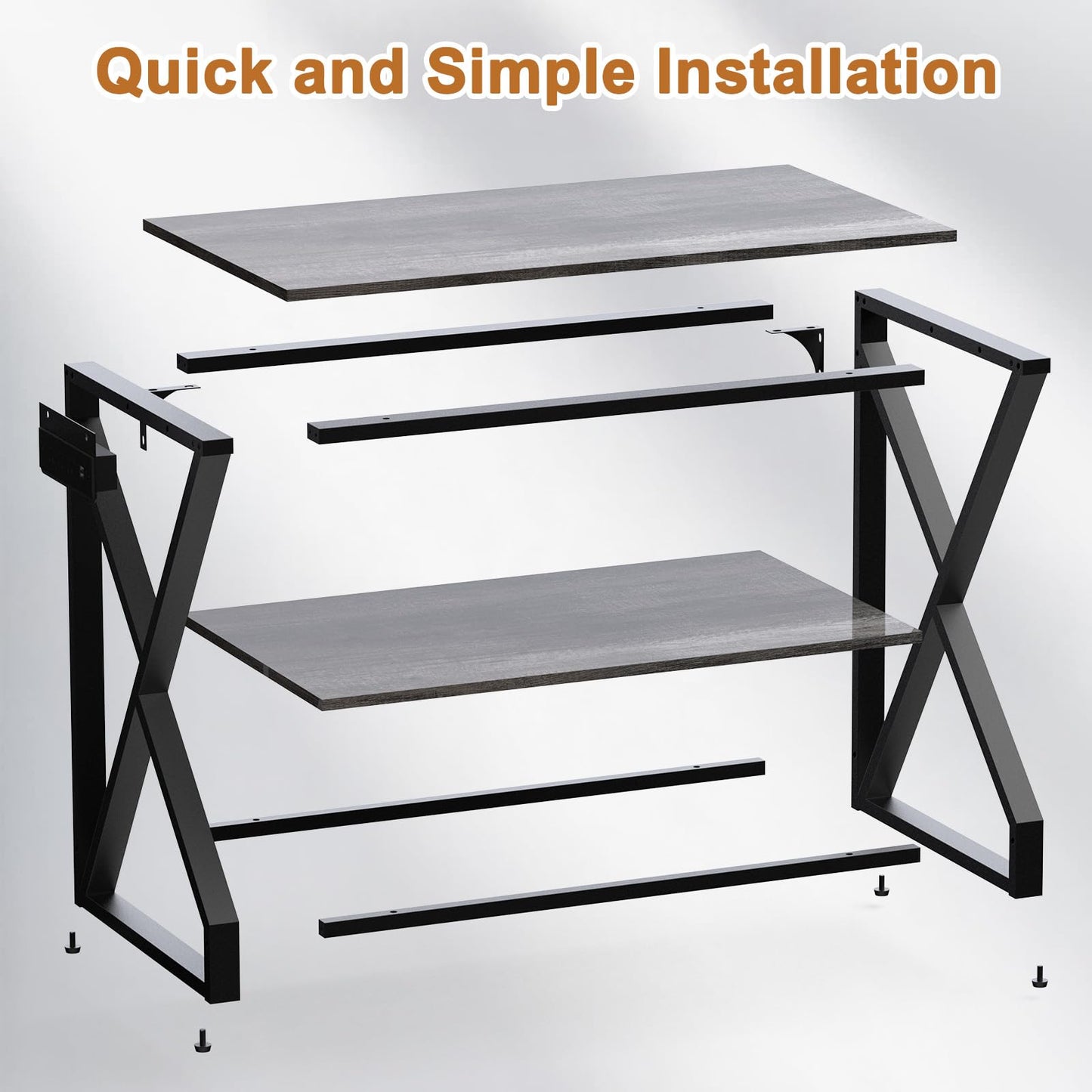 fishkeeper Heavy Duty Metal 50 Gallon Aquarium Stand with Charging Station, 2-Tier Storage Shelves with USB Ports and Outlets, 720LBS High Load Capacity Fish Tank Stand for Reptile/Turtle/Breeder Tank Stand
