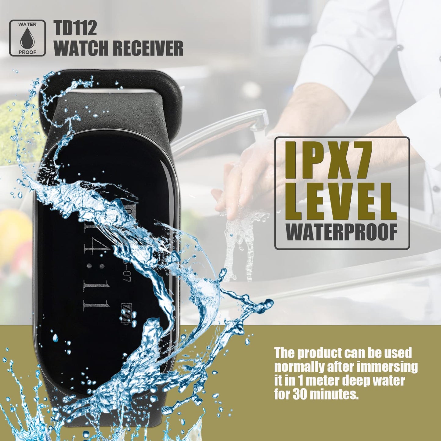 Retekess TD154 Restaurant Pagers for Servers,Waitress Pager System,1312ft,IPX7 Waterproof,3 Operating Modes,5 Watch Receivers for Hotel,Kitchen,Bar
