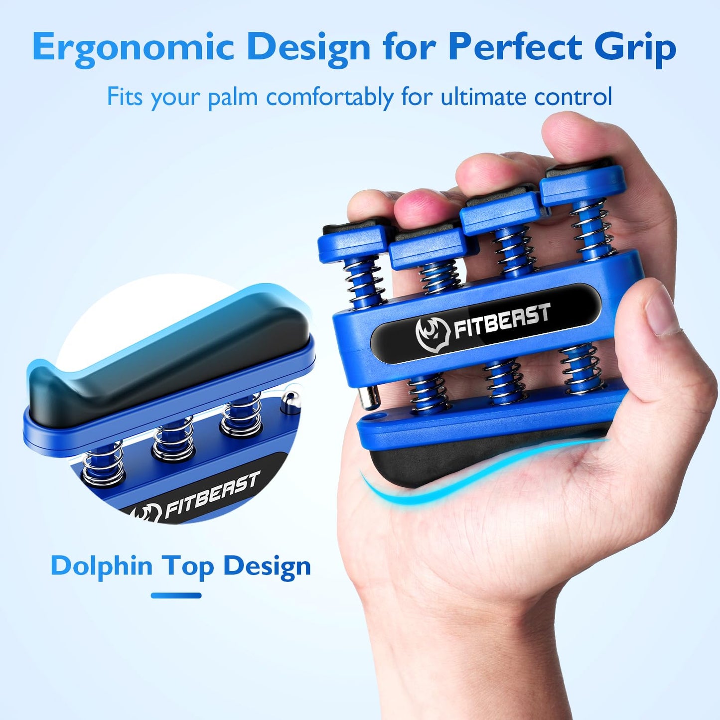 FitBeast Finger Strengthener, Finger Exerciser 3-Pack, Hand Exerciser for Improve Dexterity and Strength in Fingers, Hands, Forearms–Grip Strength Trainer for Musicians, Climbers (3 Piece Set)