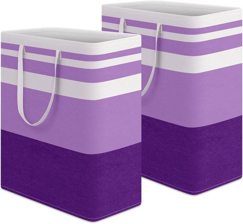 HomeHacks Large Waterproof Laundry Baskets - Collapsible Hampers with Reinforced Handles | 125L, Purple