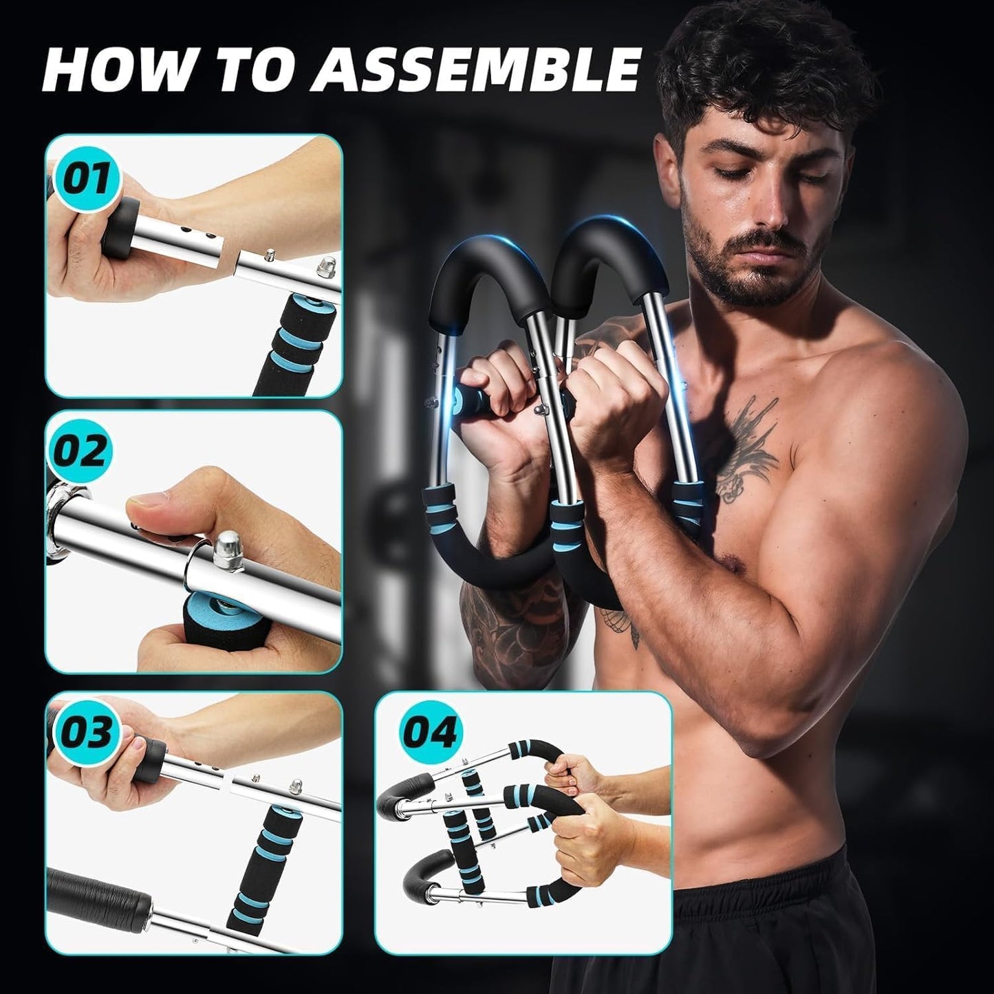 IRONFLEXON Twister Arm Trainer – Adjustable Chest Expander & Upper Body Workout Bar for Men & Women – Heavy Duty Strength Training Tool for Home Fitness, Muscle Toning & Endurance