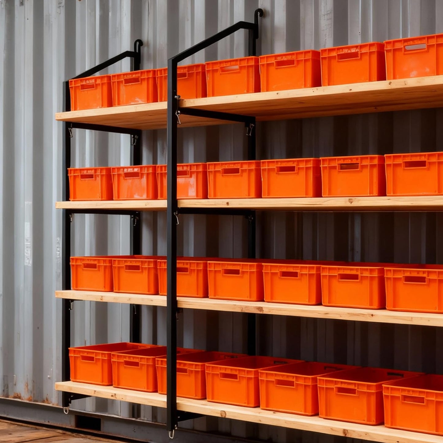 Shipping Container Shelves Shelving Brackets, Heavy-Duty 3-Tier Shelf Bracket 19"(D) x 52"(H) Universal Storage Racks for Cargo Containers--4 Packs