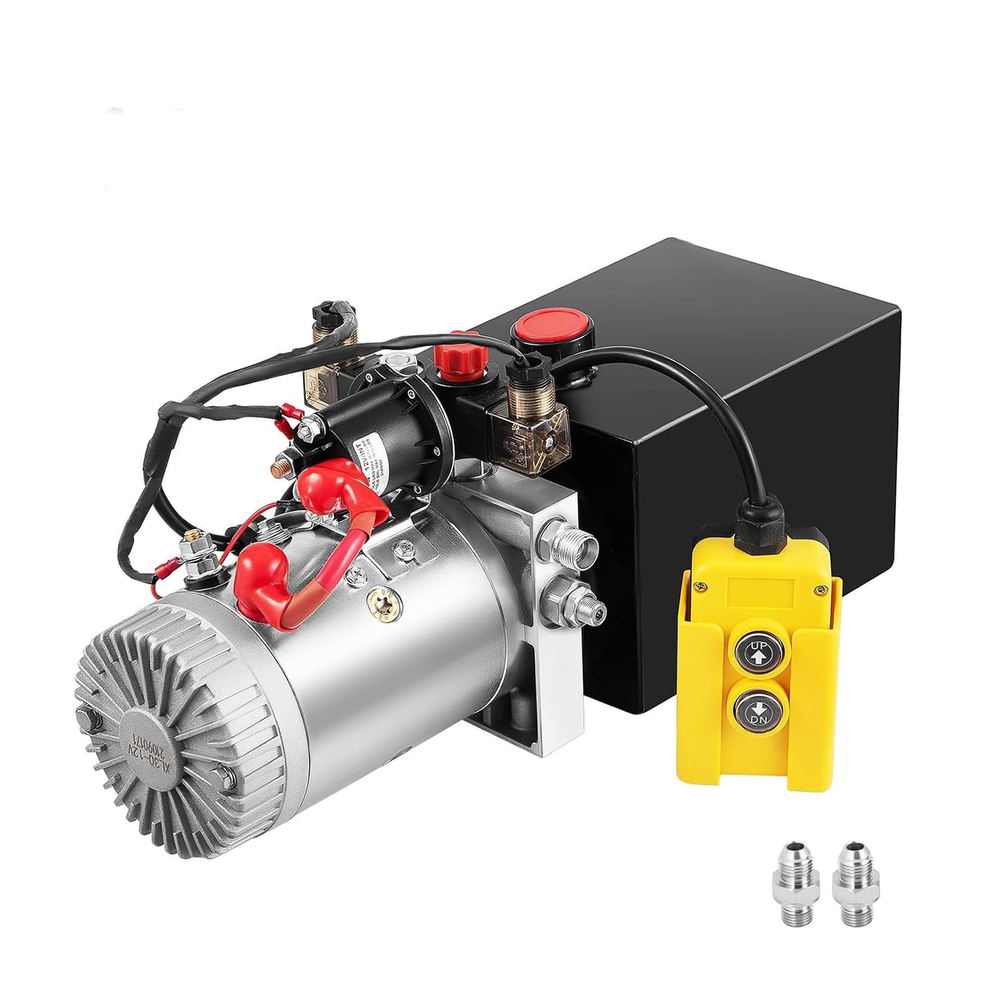 12V Double Acting Hydraulic Pump Power Unit, Heavy Duty Industrial Hydraulic Power Pack with 10 Quart Metal Reservoir, High Pressure DC Hydraulic Unit for Dump Trailers, Log Splitters, Lifts