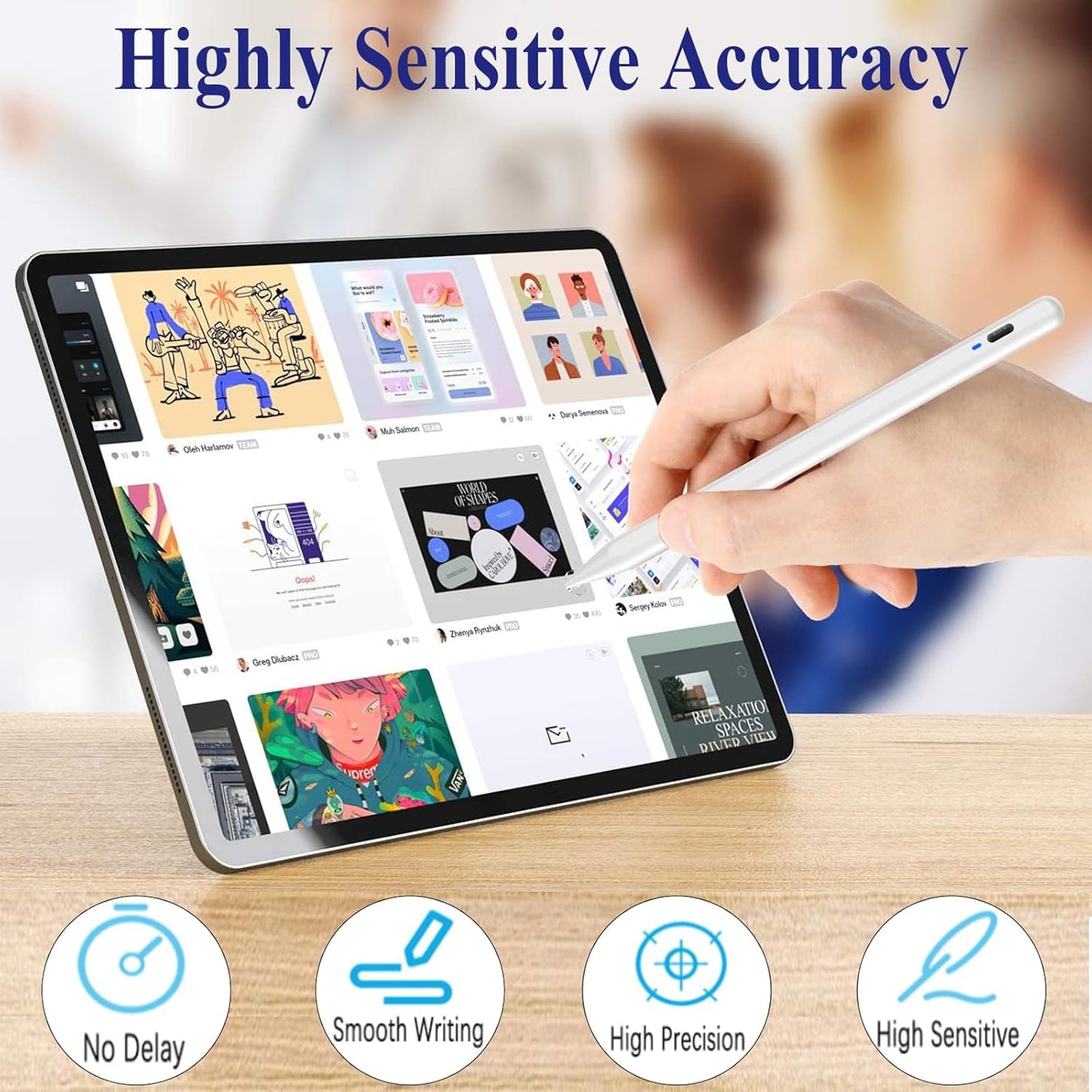 CMARS Stylus Pen for Android, POM Tip Magnetic Phone Pencil, Fine Point Stylus Pens for Touchscreen, Digital Tablet Pen