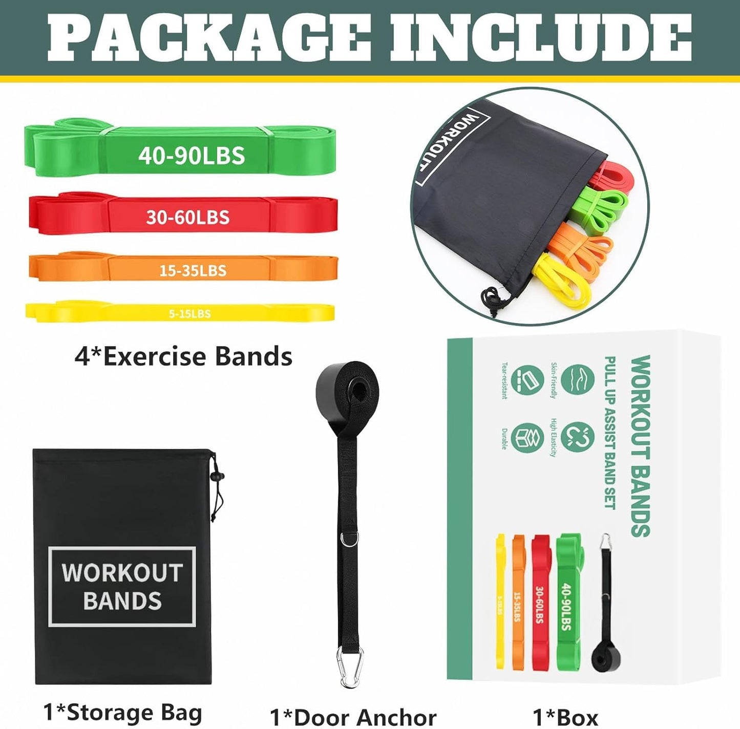 Resistance Bands,Exercise Bands,Resistance Bands for Working Out,Pull Up Bands, Workout Equipment,Workout Bands for Men Women,Stretch Bands for Home Exercise,Physical Therapy