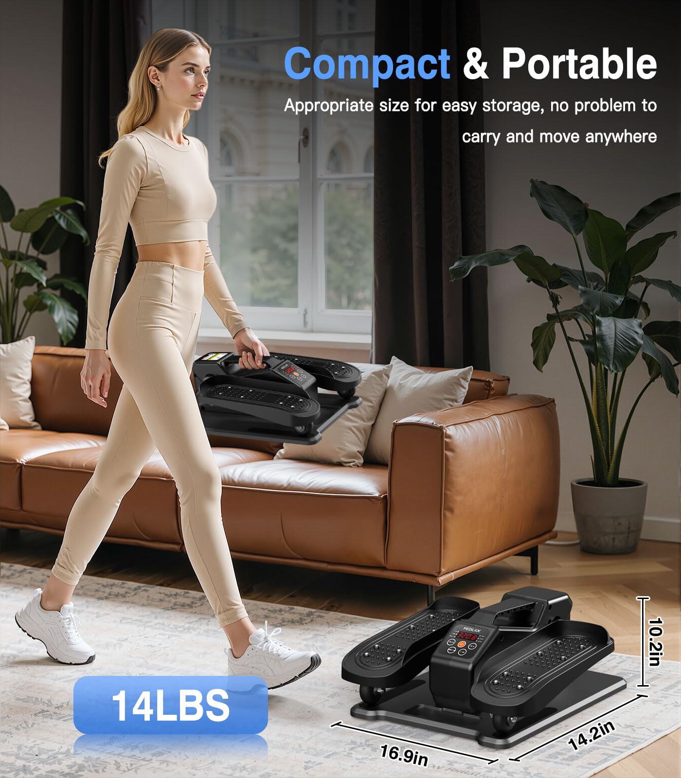 Portable Under Desk Elliptical Machine with Wireless Remote. 12 Manual & 3 Automatic Speeds. Pedal Ellipse Leg Exerciser. Leg Exerciser While Sitting for Seniors. Adults. Home. Office