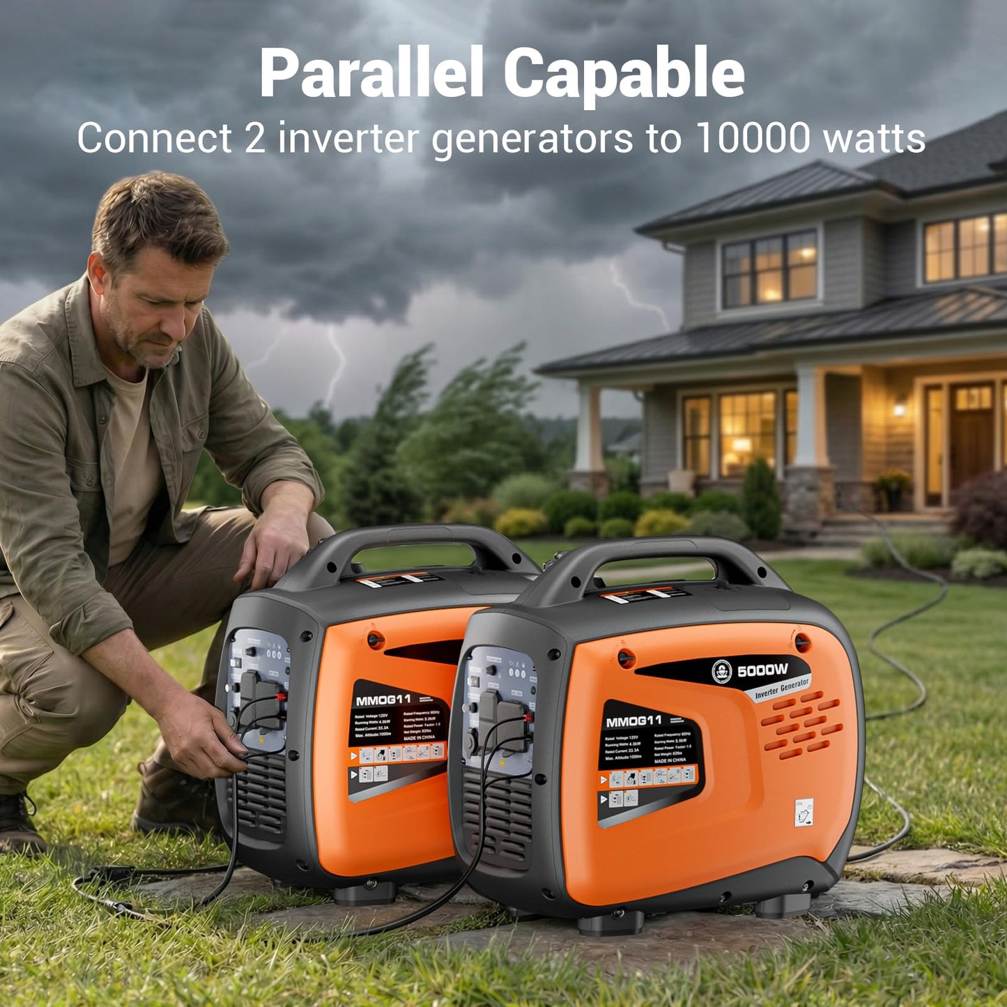 MUTAOMAY 5000W Portable Inverter Generator for Home Emergency Backup Power, Super Quiet Small Gas Powered Generator for Camping, RV, Outdoor, Jobsite with ECO Mode, Parallel Capable, EPA Compliant