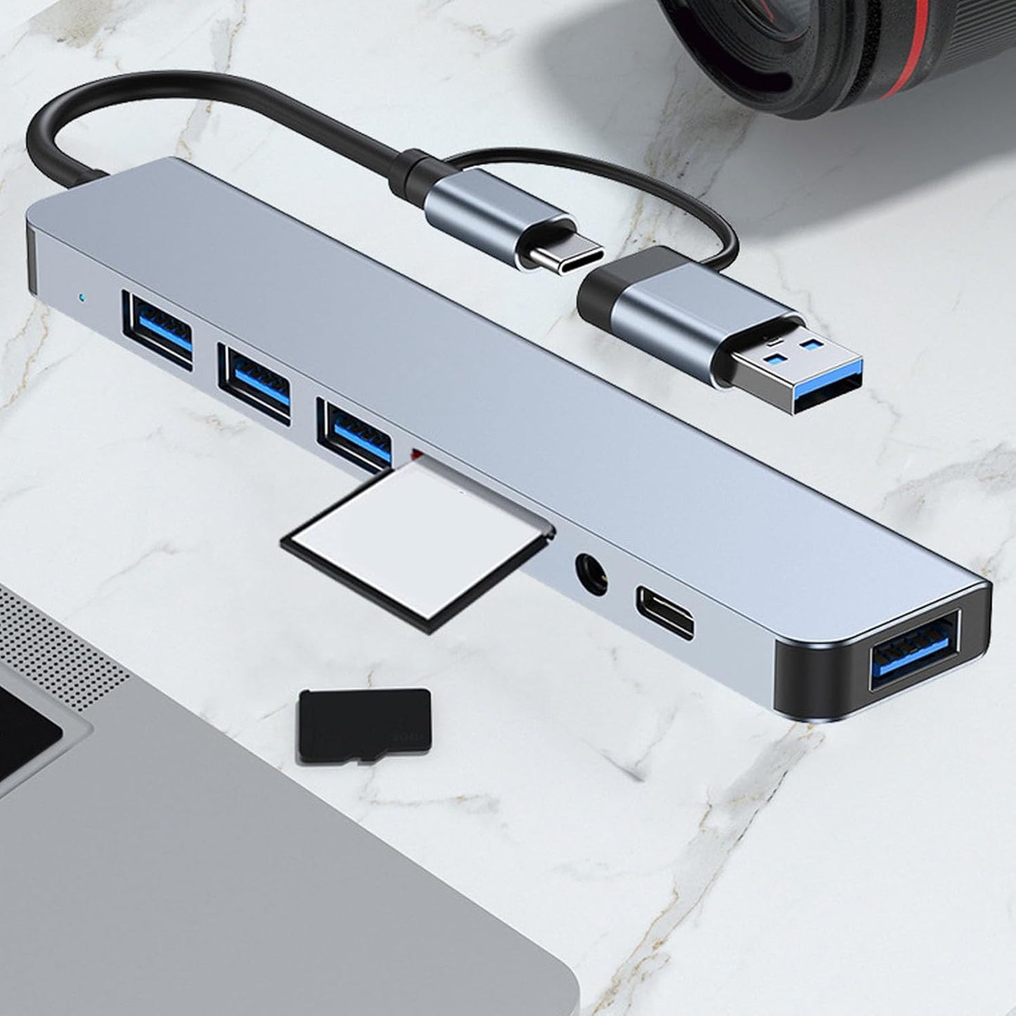 XUMIUZIY 8 1 3.0 in USB C Hub, Aluminum USB C Ethernet Multiport Adapter, Loseless USB Docking Station for Computers