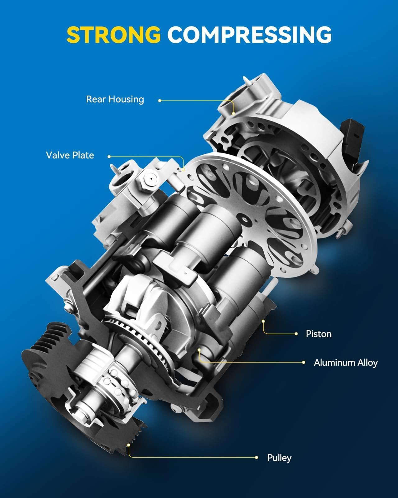 PHILTOP 68676 NEW Air Conditioner AC Compressor with Clutch Replacement for Chevrolet Equinox 2010-2011 3.0L, GMC Terrain 2010-2011 3.0L