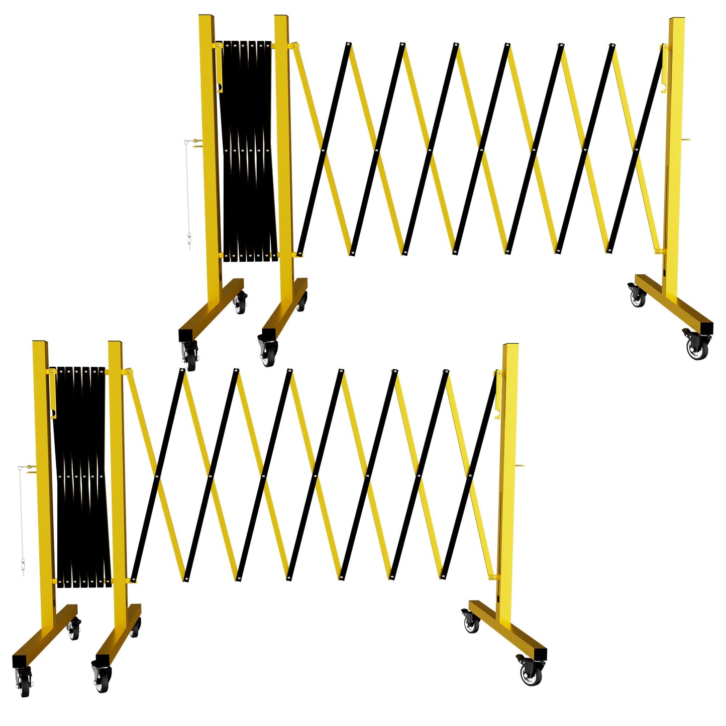 Industrial Expandable Barricade,Folding Security Gate Safety Barricade with Casters,Mobile Barrier Gate Outdoor,Adjustable Traffic Fence for Road Construction, Traffic Control,Pool (17FT)