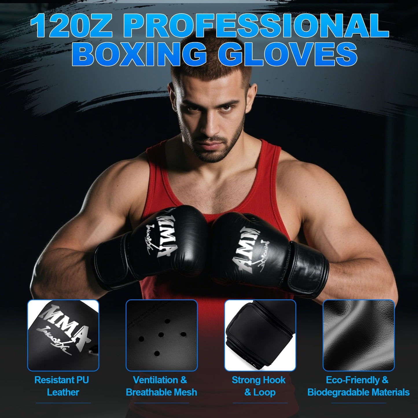 Punching Bag for Adults Teens, 4FT Oxford Heavy Boxing Bag Set with 12 OZ Boxing Gloves, Suitable for MMA Karate Kickboxing Boxing Muay Thai Training at Home or Gym - Unfilled