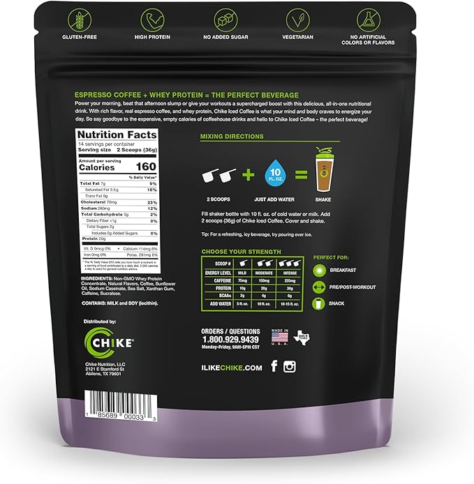 Chike Sweet Cream High Protein Iced Coffee, 20 G Protein, 2 Shots Espresso, 2 G Sugar, Keto Friendly and Gluten Free, 14 Servings (17.8Ounce)