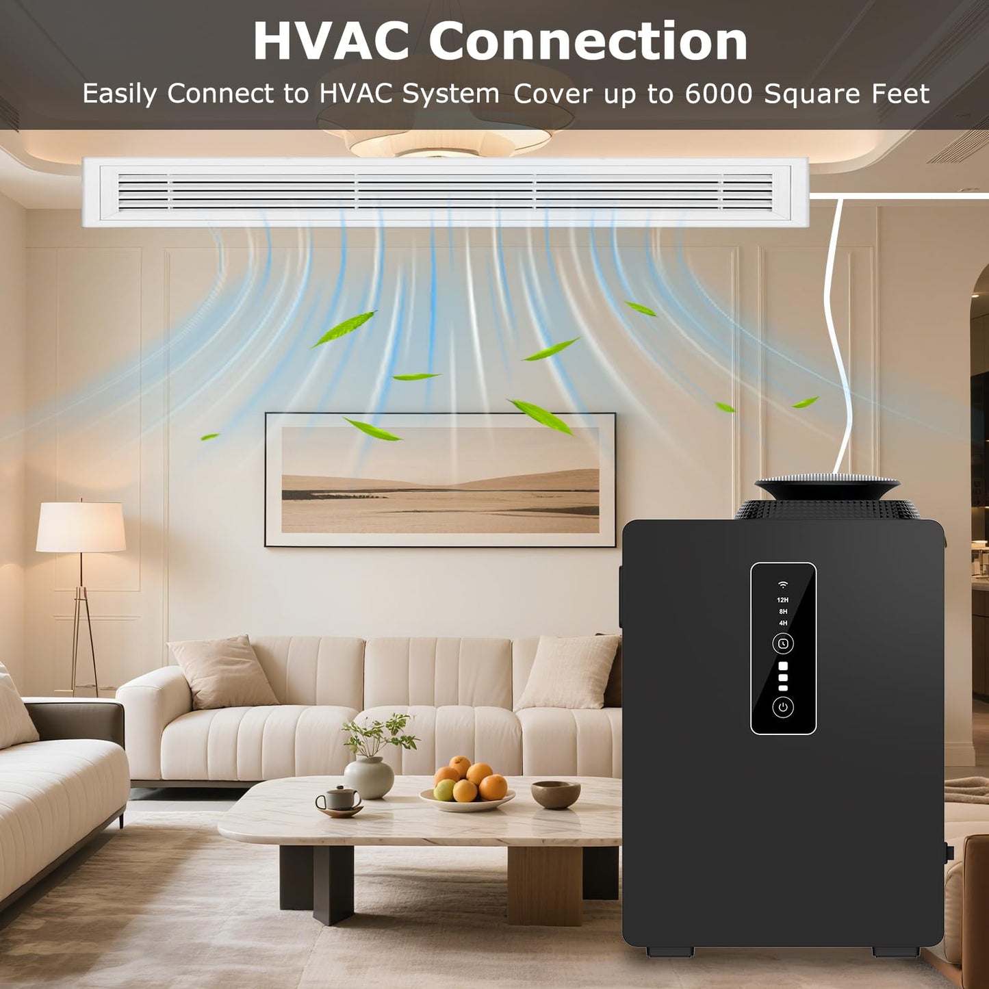 2026 Upgraded 6000 Sq.Ft HVAC Scent Diffuser Machine Kit, Includes 2 Premium Oils, Wi-Fi Control, 1000ML Waterless Cold Air Aromatherapy Essential Oil Hotel Scent Fragrance Diffuser for Large Room
