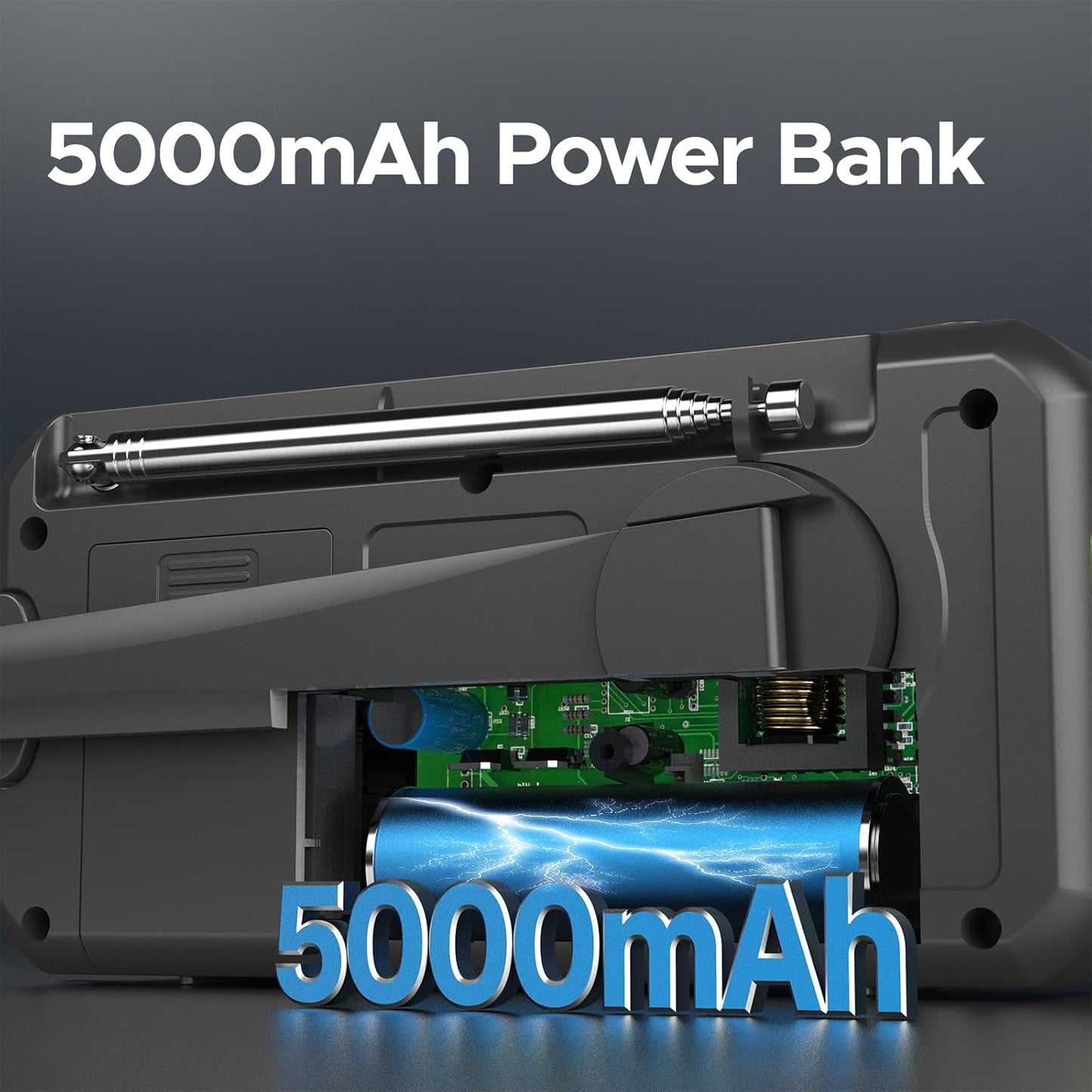 SIYEGK 5000mAh Emergency Weather Radio with Solar Hand Crank, Men Dad Husband Cool Gadgets, NOAA AM FM Portable Battery