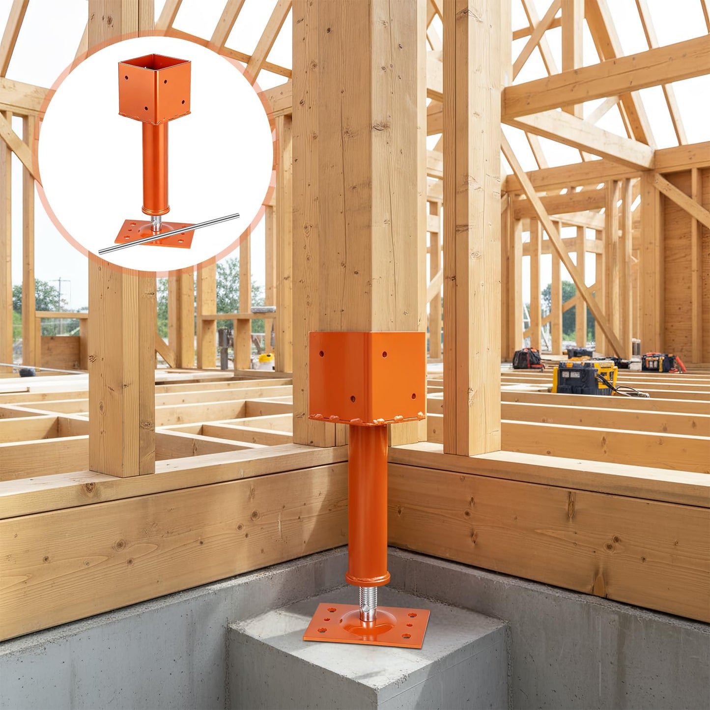Screw Jack Post,4" x 4" Adjustable House Floor Jacks,13.4"-18.7" Height Range,24000 lbs Max Load Capacity, Temporary House Jack Pole,Lifting Floor Crawlspace Basement Shore Beam (4-PCS)